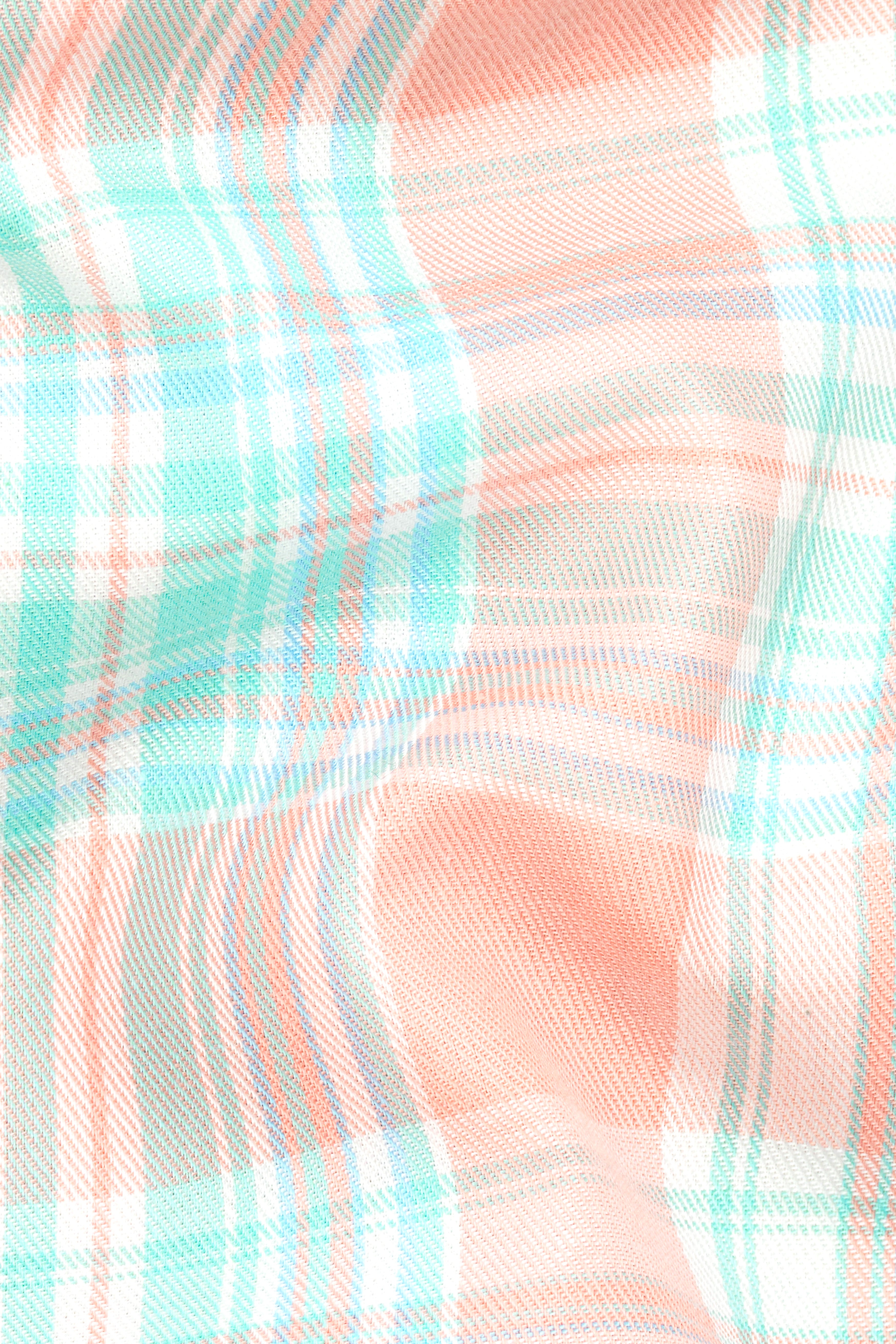 Beauty Pink and Moonstone Blue Twill Checkered Premium Cotton Shirt