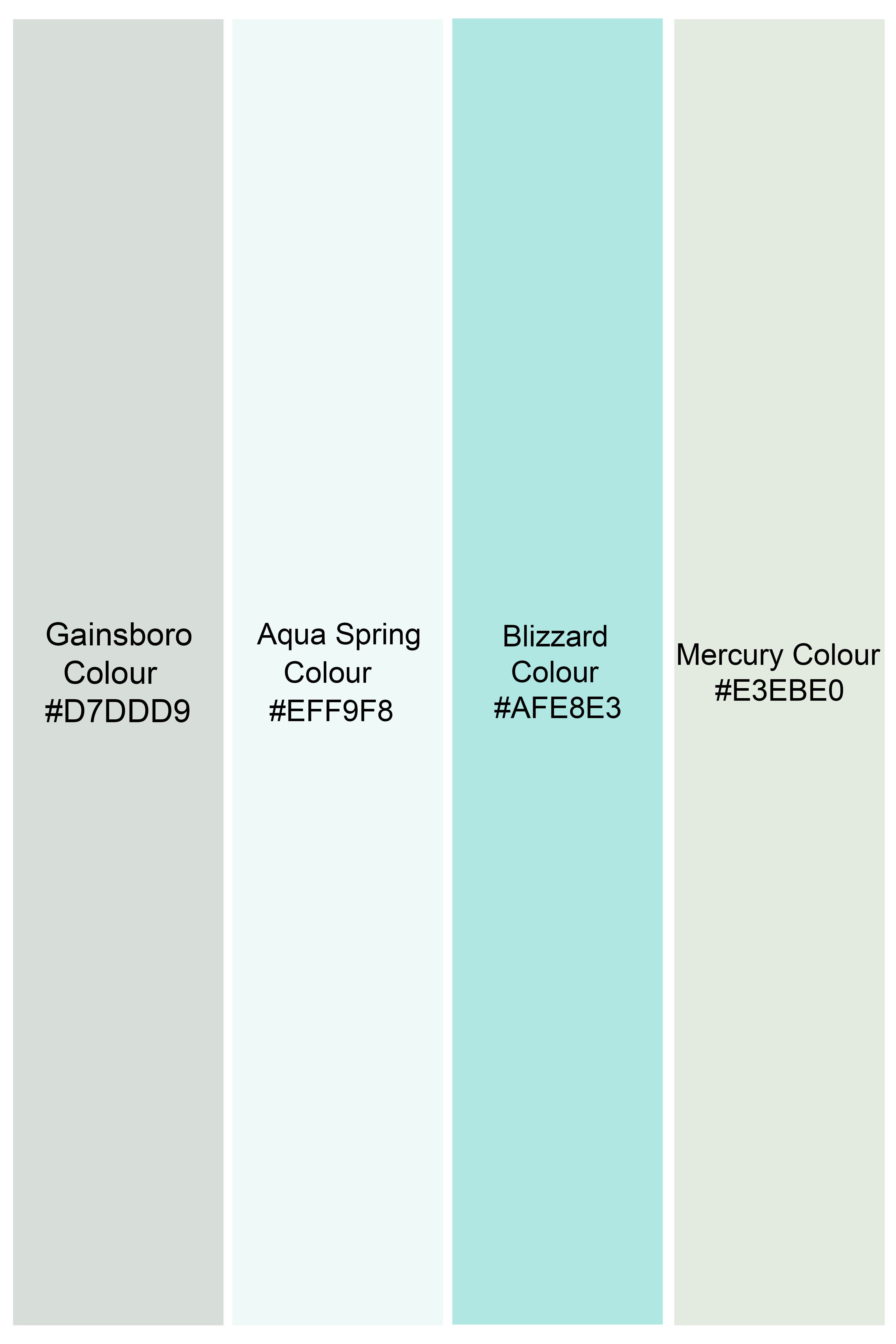 Gainsboro Gray and Blizzard Blue Multicolour Jacquard Textured Premium Giza Cotton Shirt