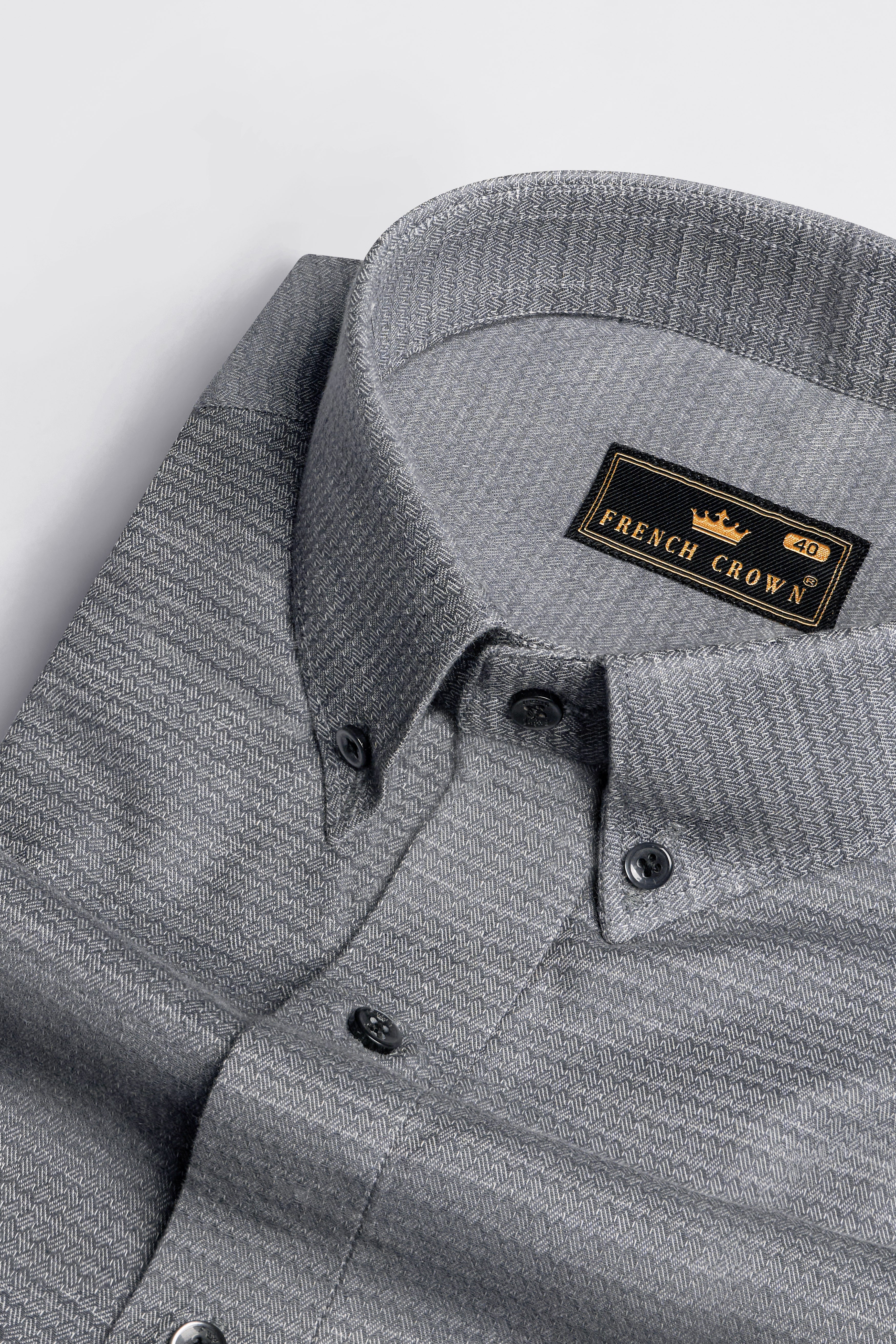 Mountain Mist and White Dobby Textured Premium Giza Cotton Shirt
