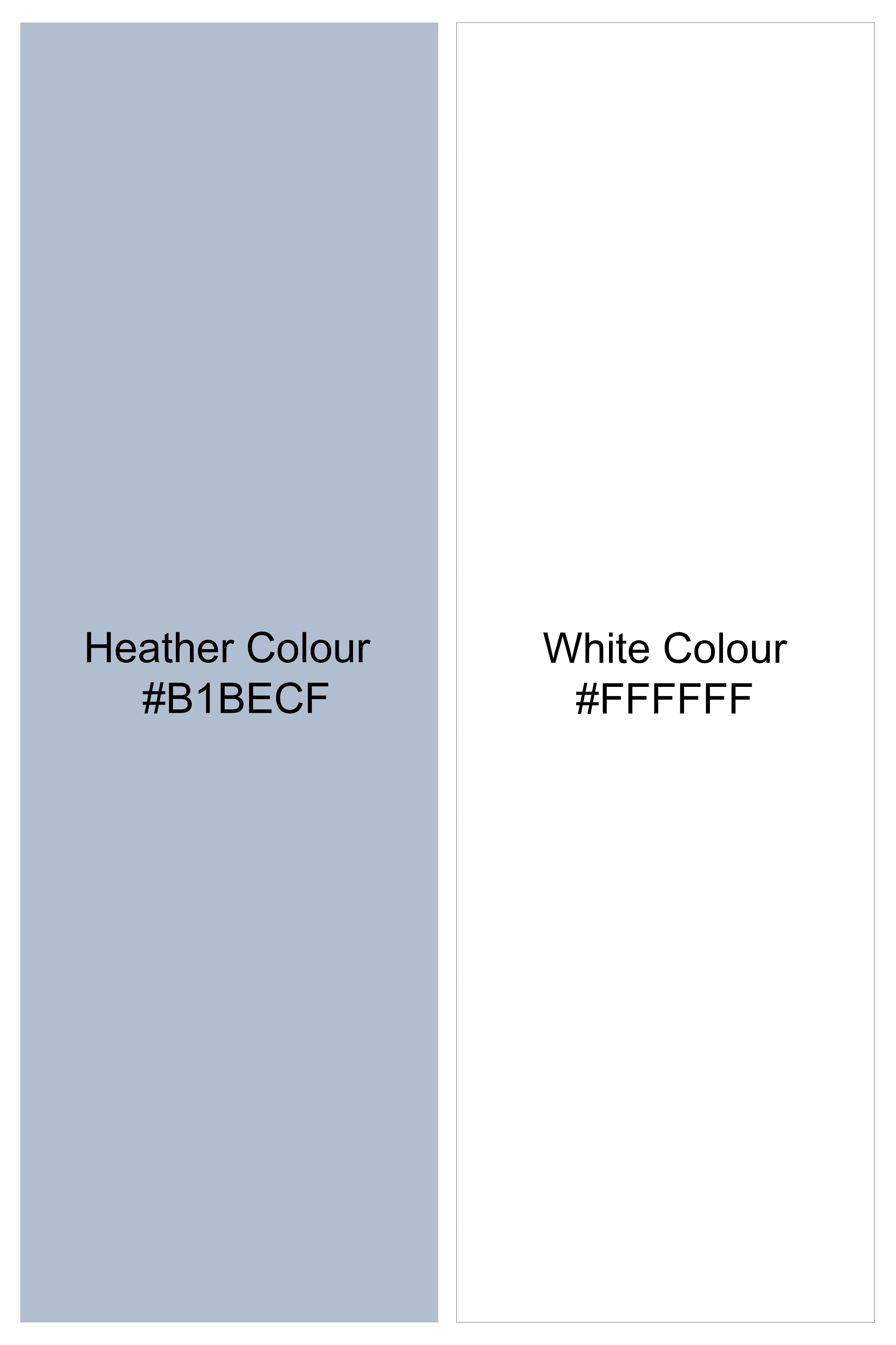 Heather Gray and White Indian Printed Premium Cotton Kurta Shirt