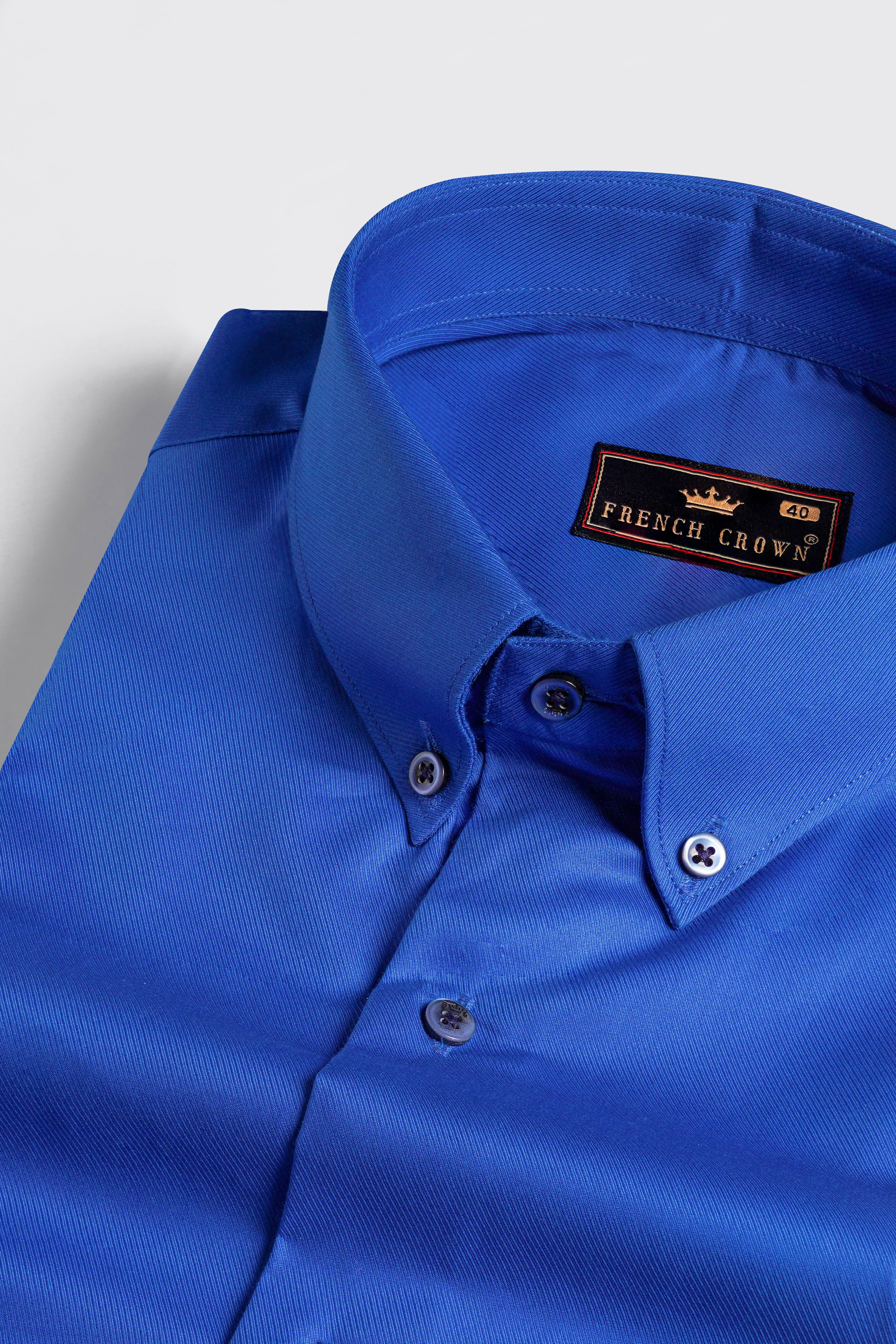 French Blue Twill Premium Cotton Button Down Shirt