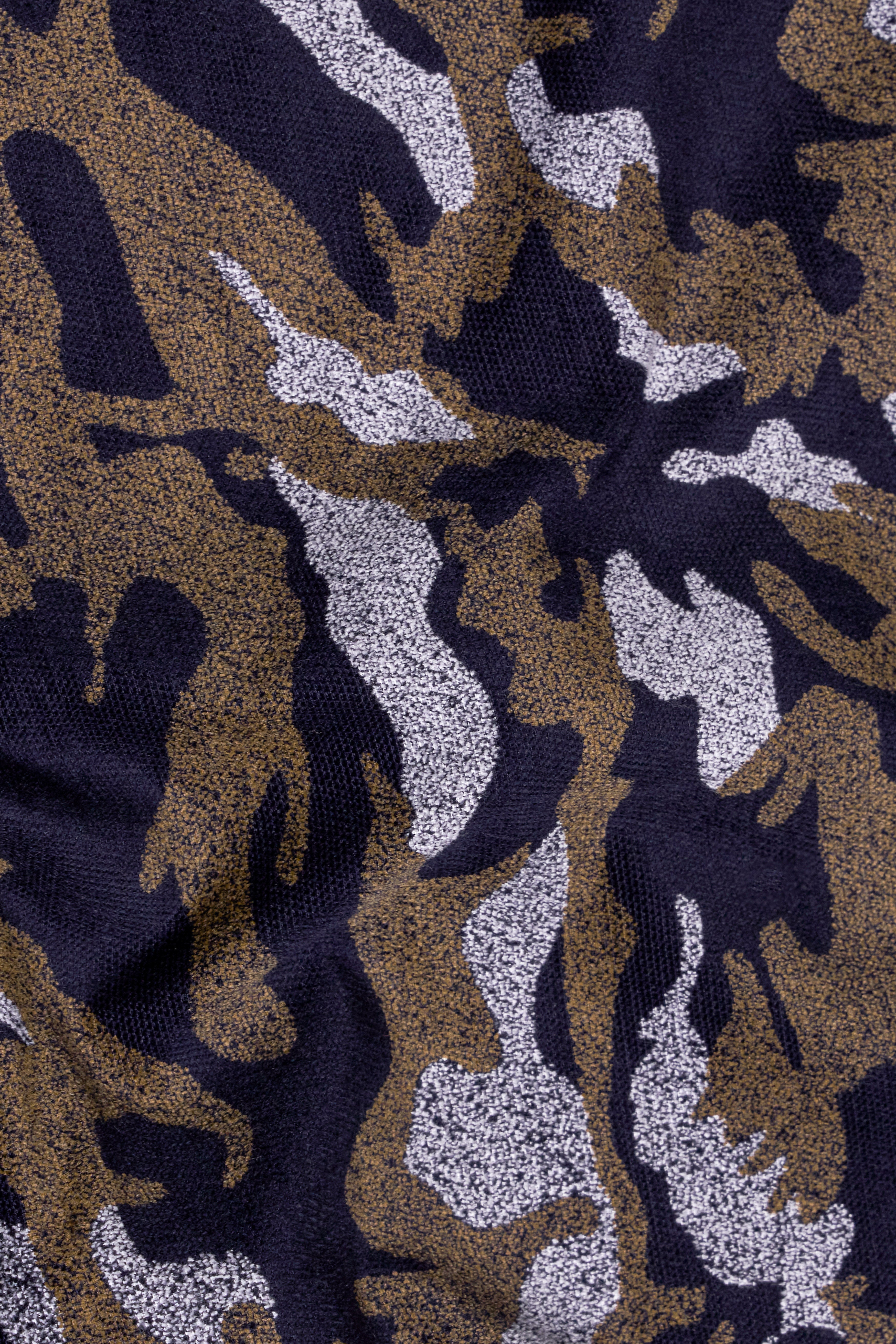 Medium Taupe Brown with Haiti Blue Printed Corduroy Overshirt