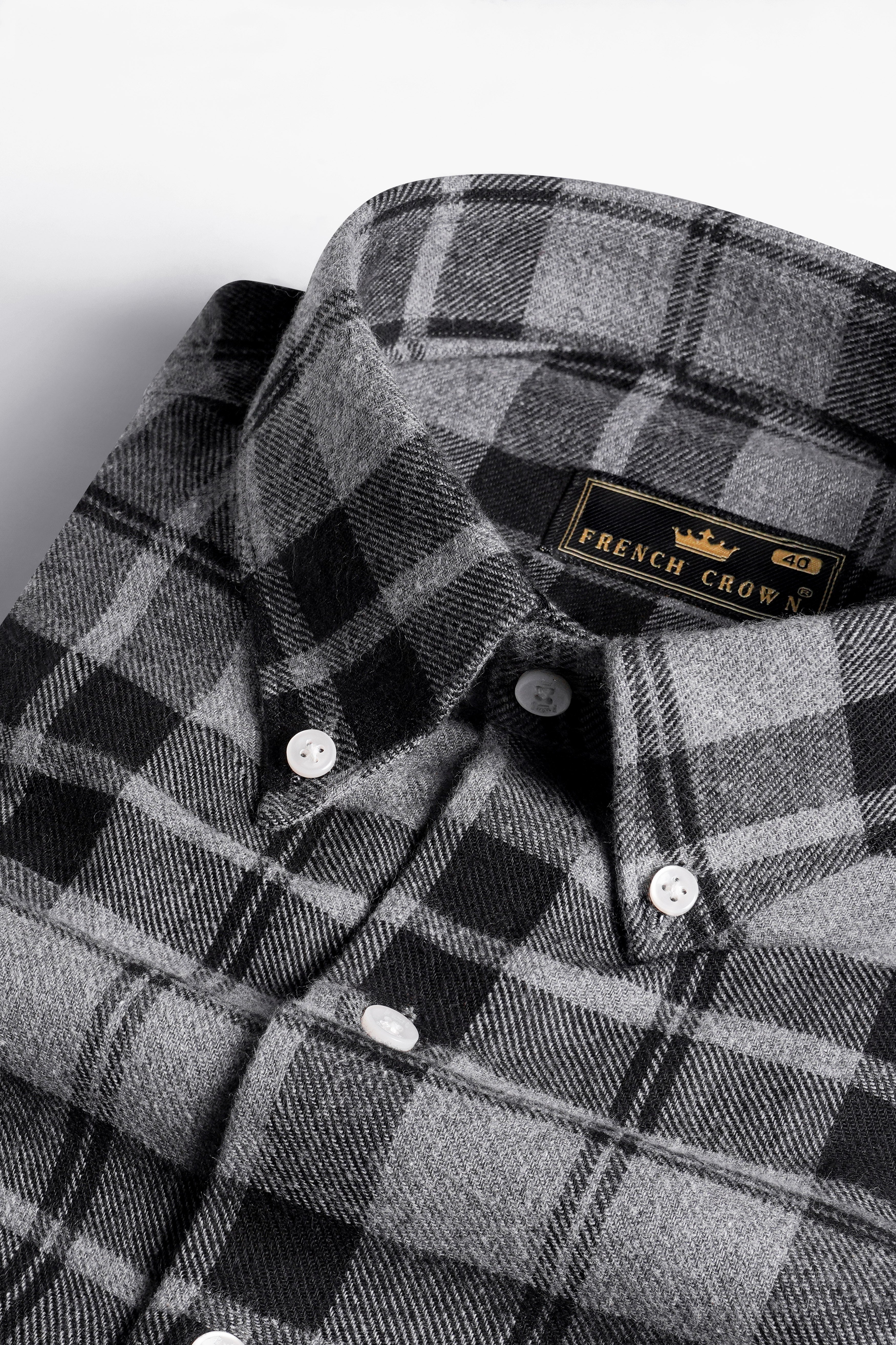Martini Gray and Black Plaid Flannel Button Down Shirt