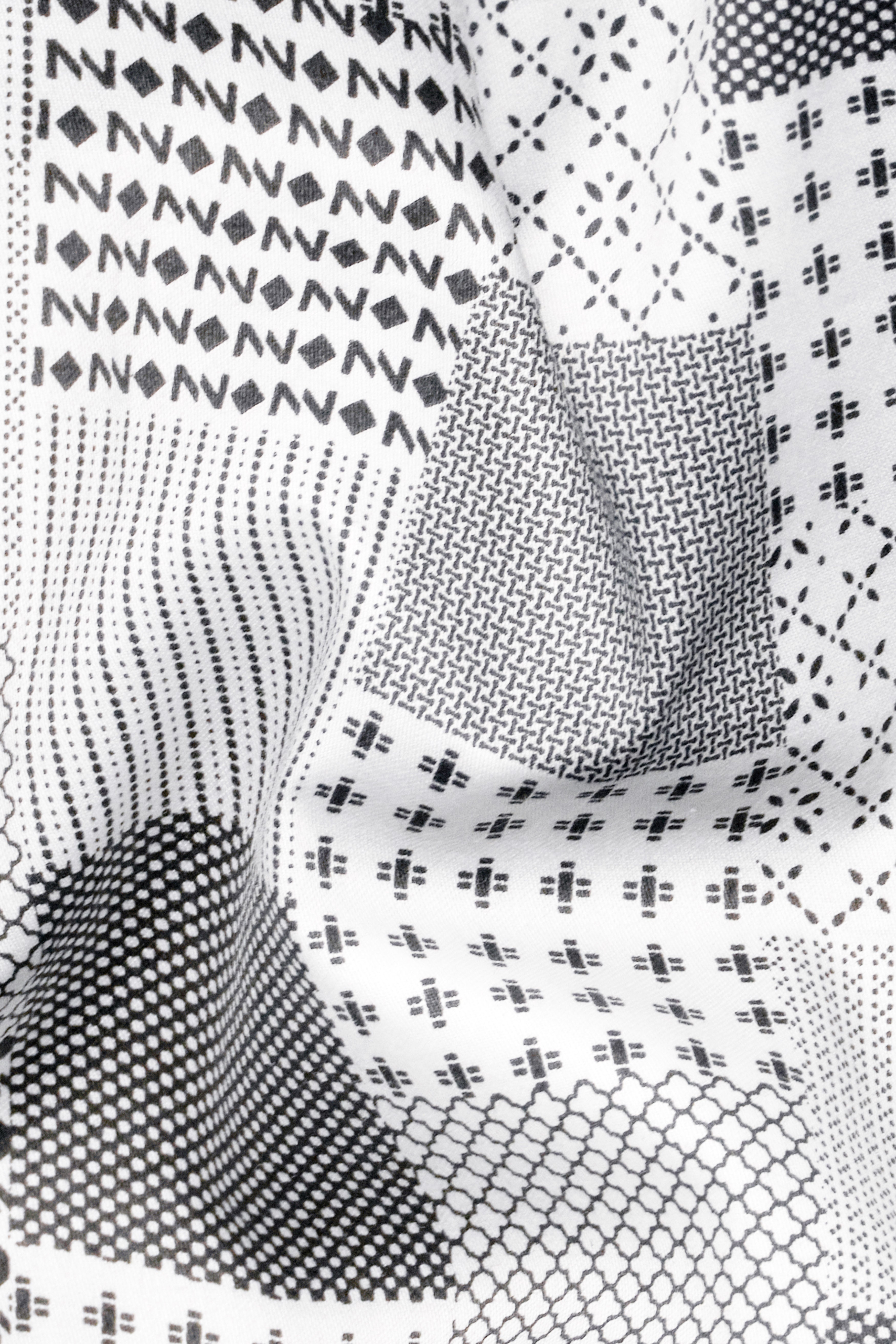 Bright White and Granite Gray Printed Super Soft Premium Cotton Shirt