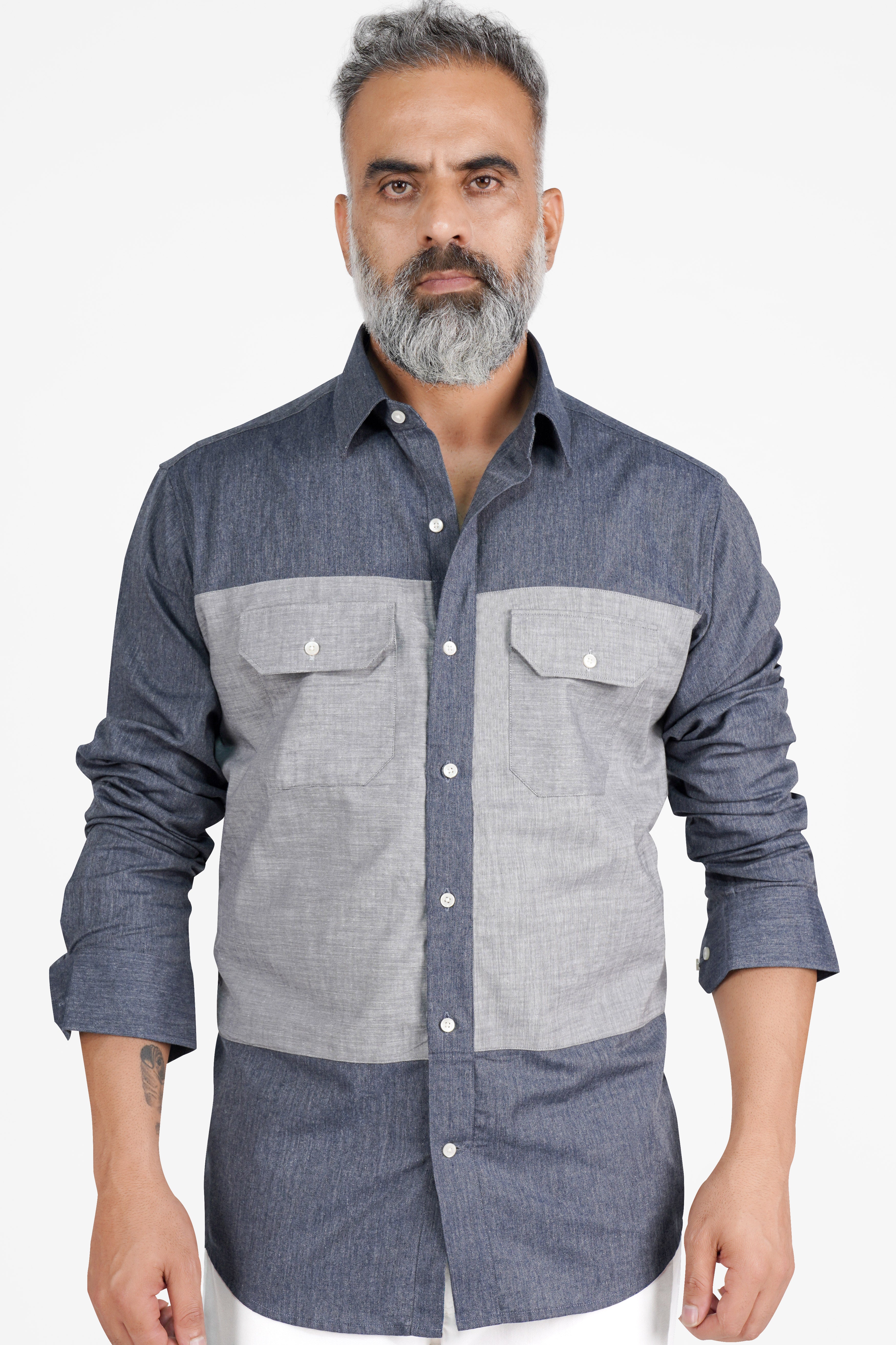 Vampire with Star Dust Gray Royal Oxford Designer Shirt