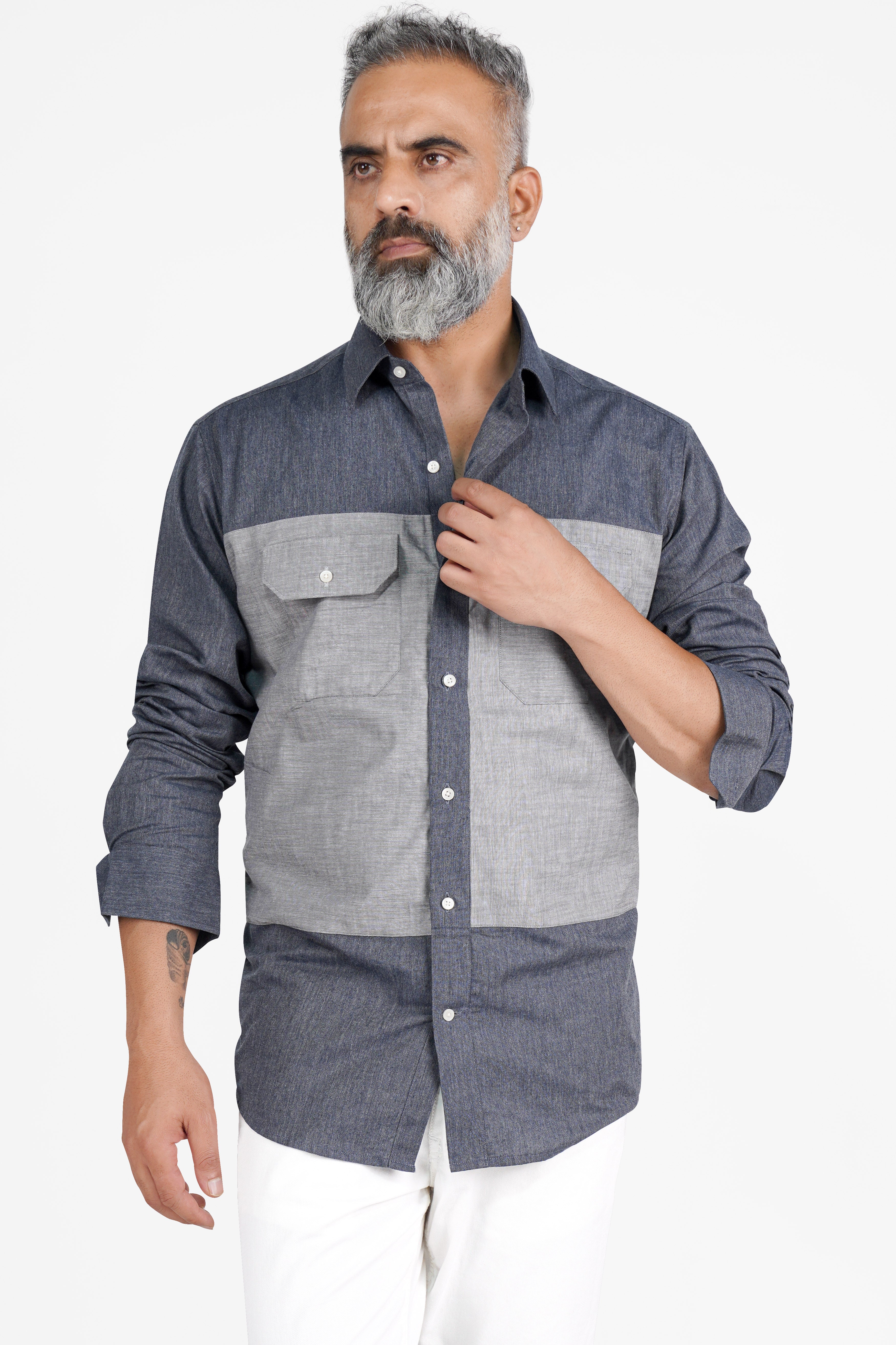 Vampire with Star Dust Gray Royal Oxford Designer Shirt