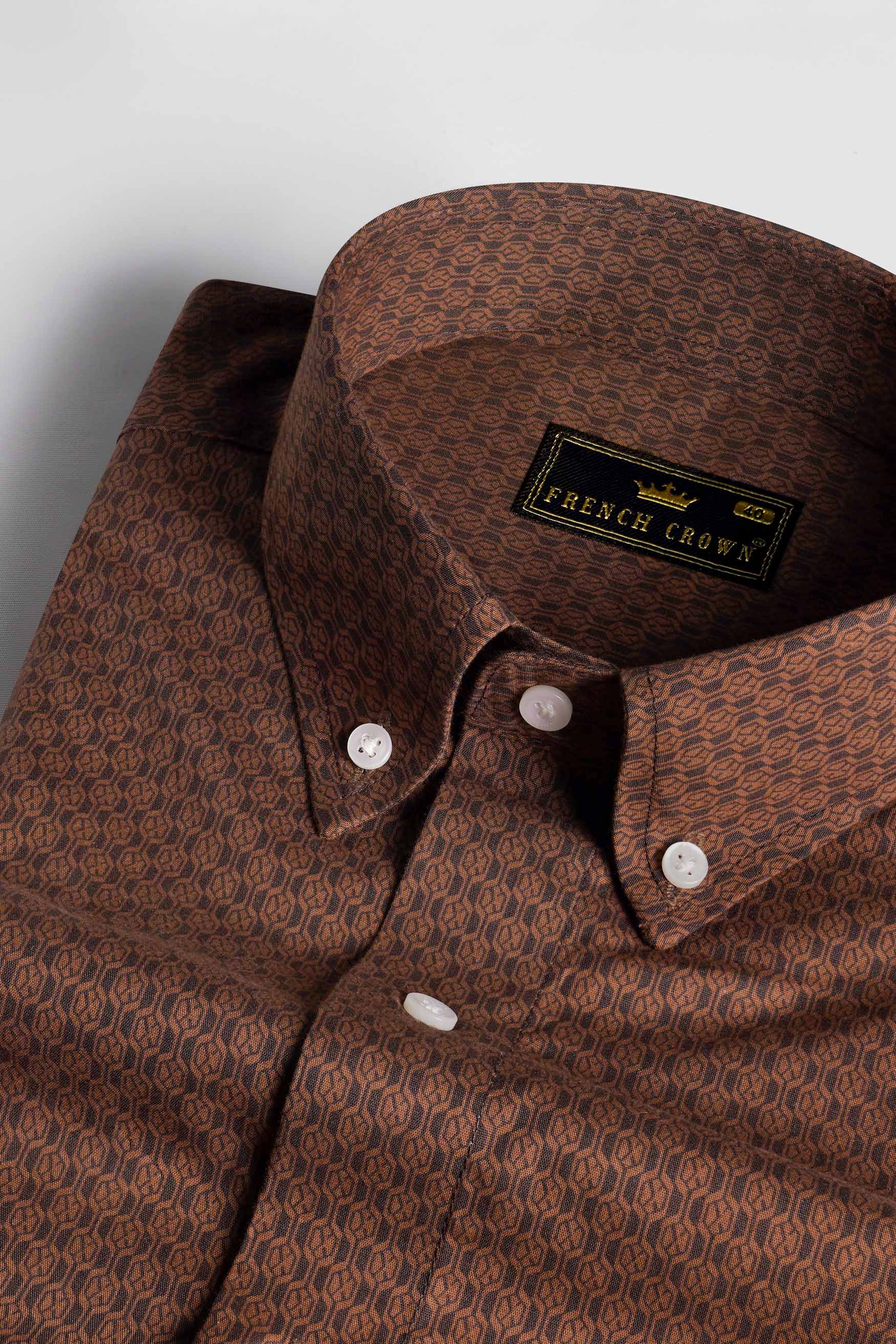 Ironstone with Treehouse Brown Printed Royal Oxford Shirt