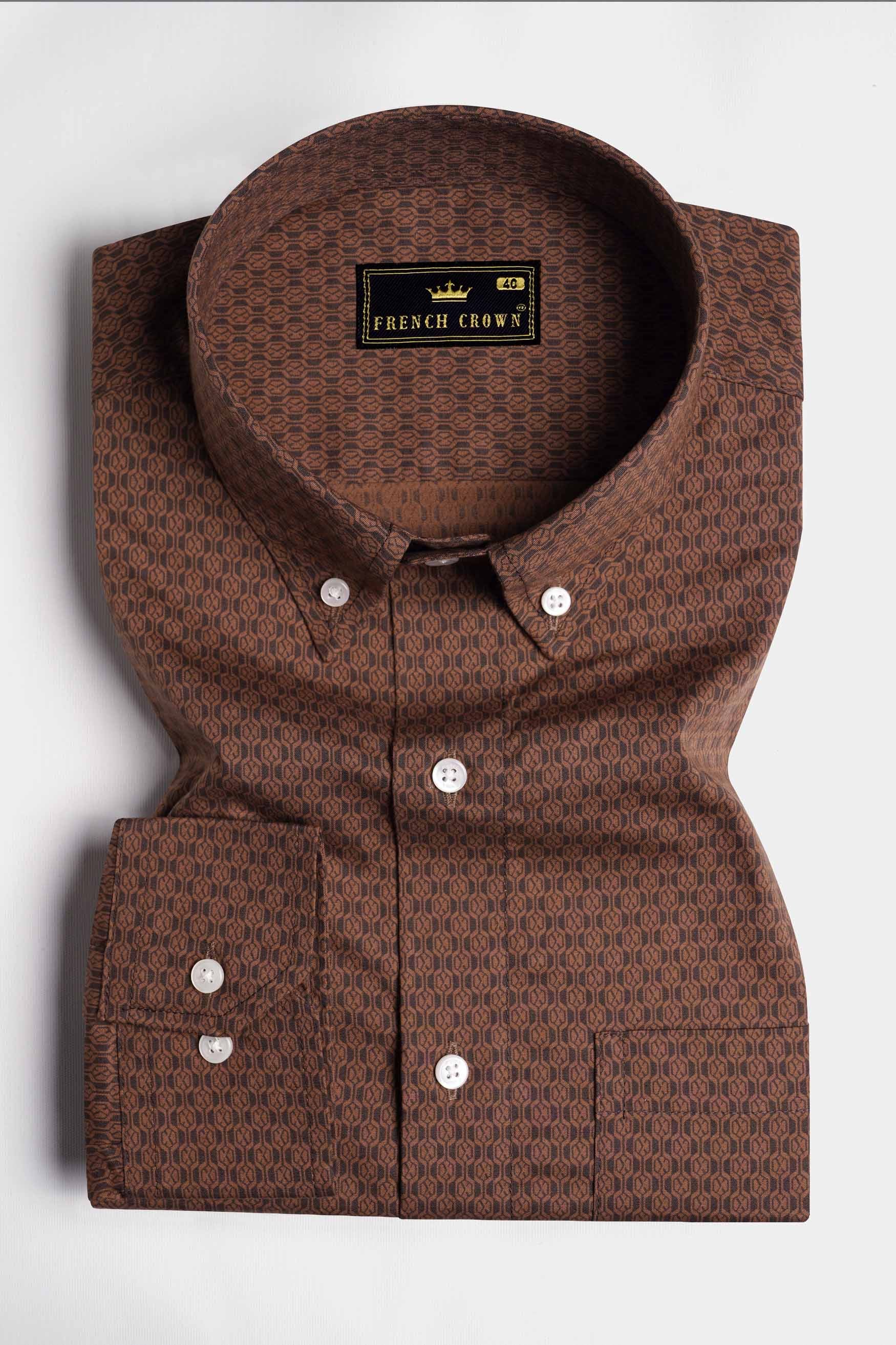 Ironstone with Treehouse Brown Printed Royal Oxford Shirt