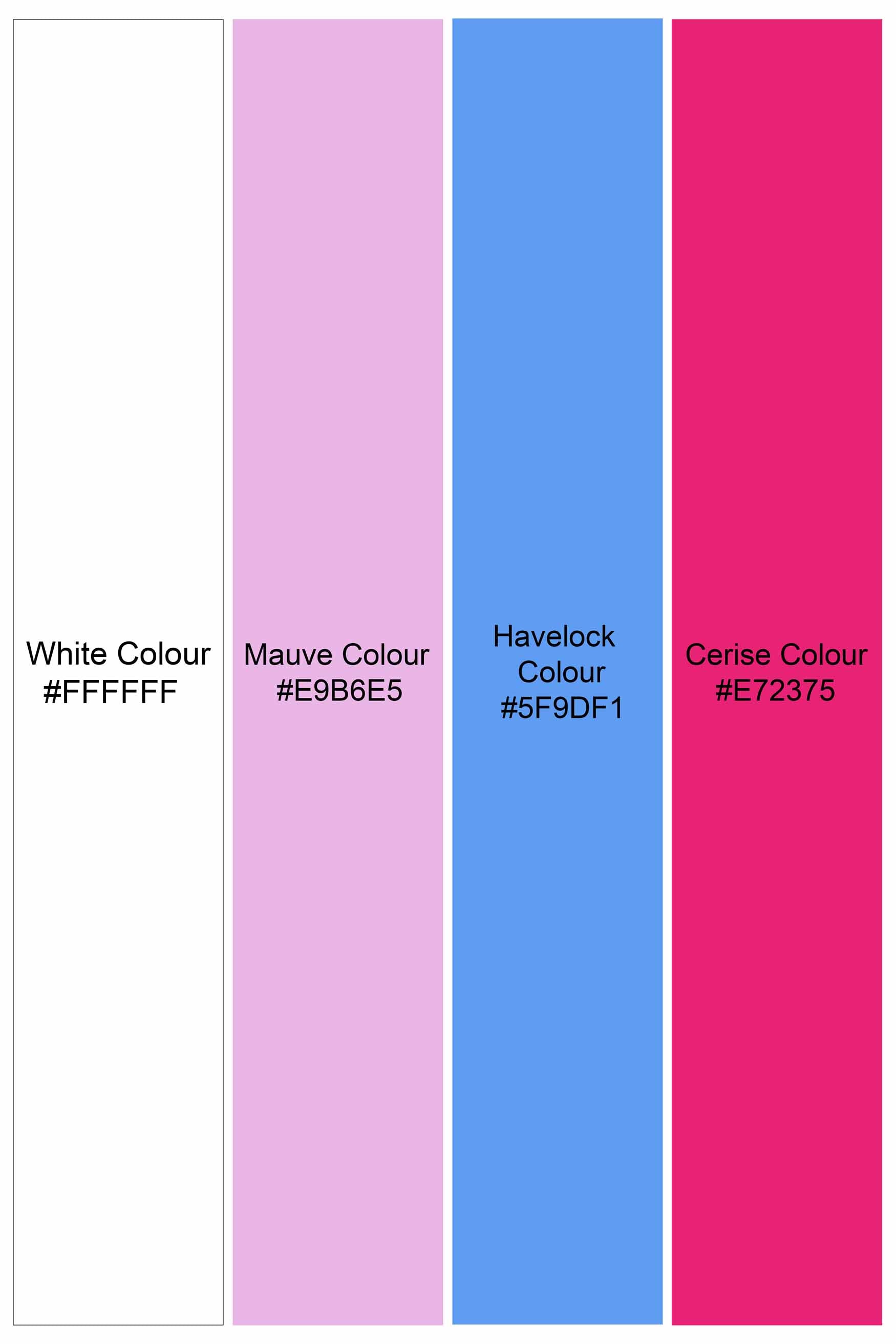 Bright White with Havelock Blue Multicolour Ditsy Printed Premium Cotton Shirt