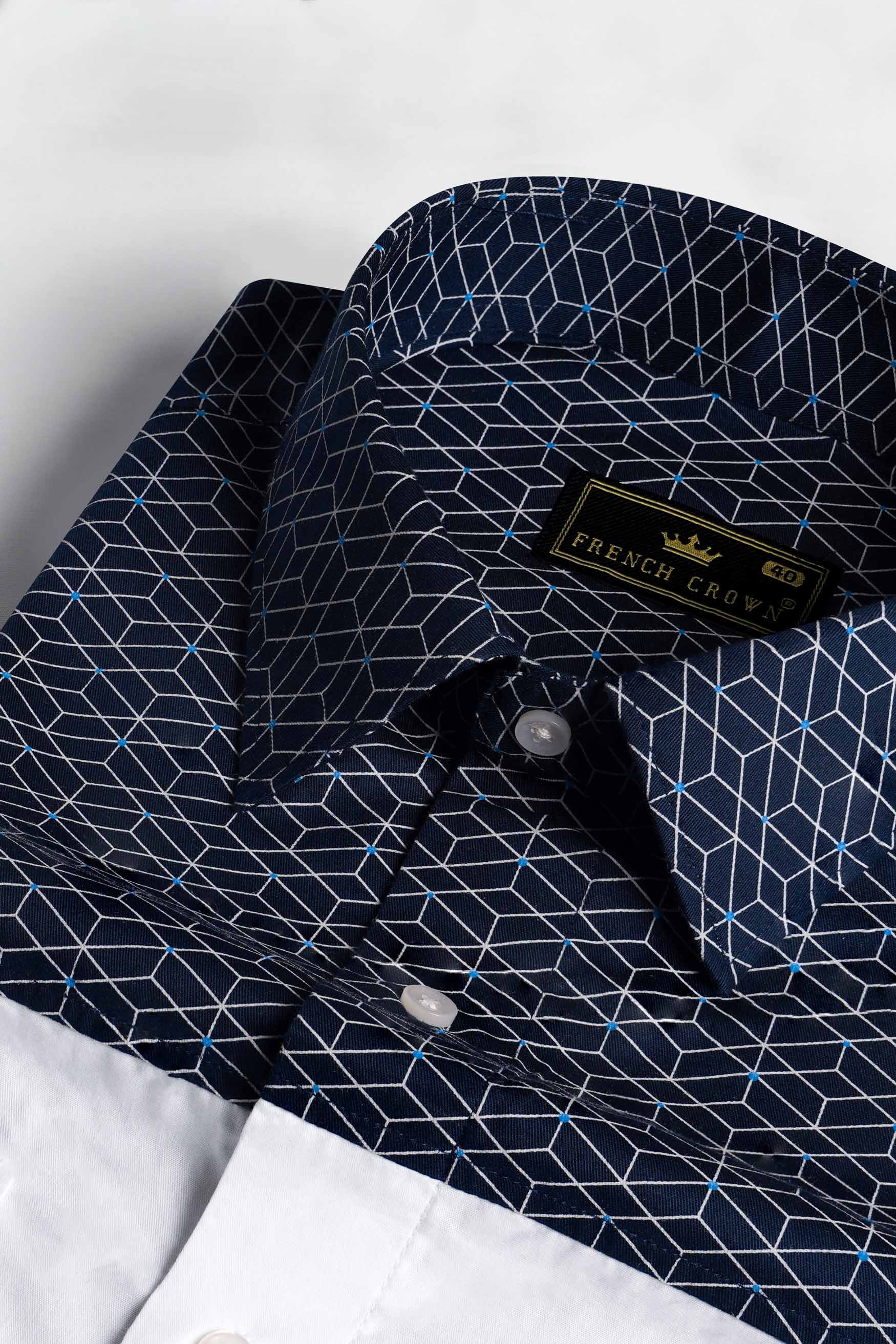 Cloud Burst Blue and White Twill Printed Premium Cotton Shirt