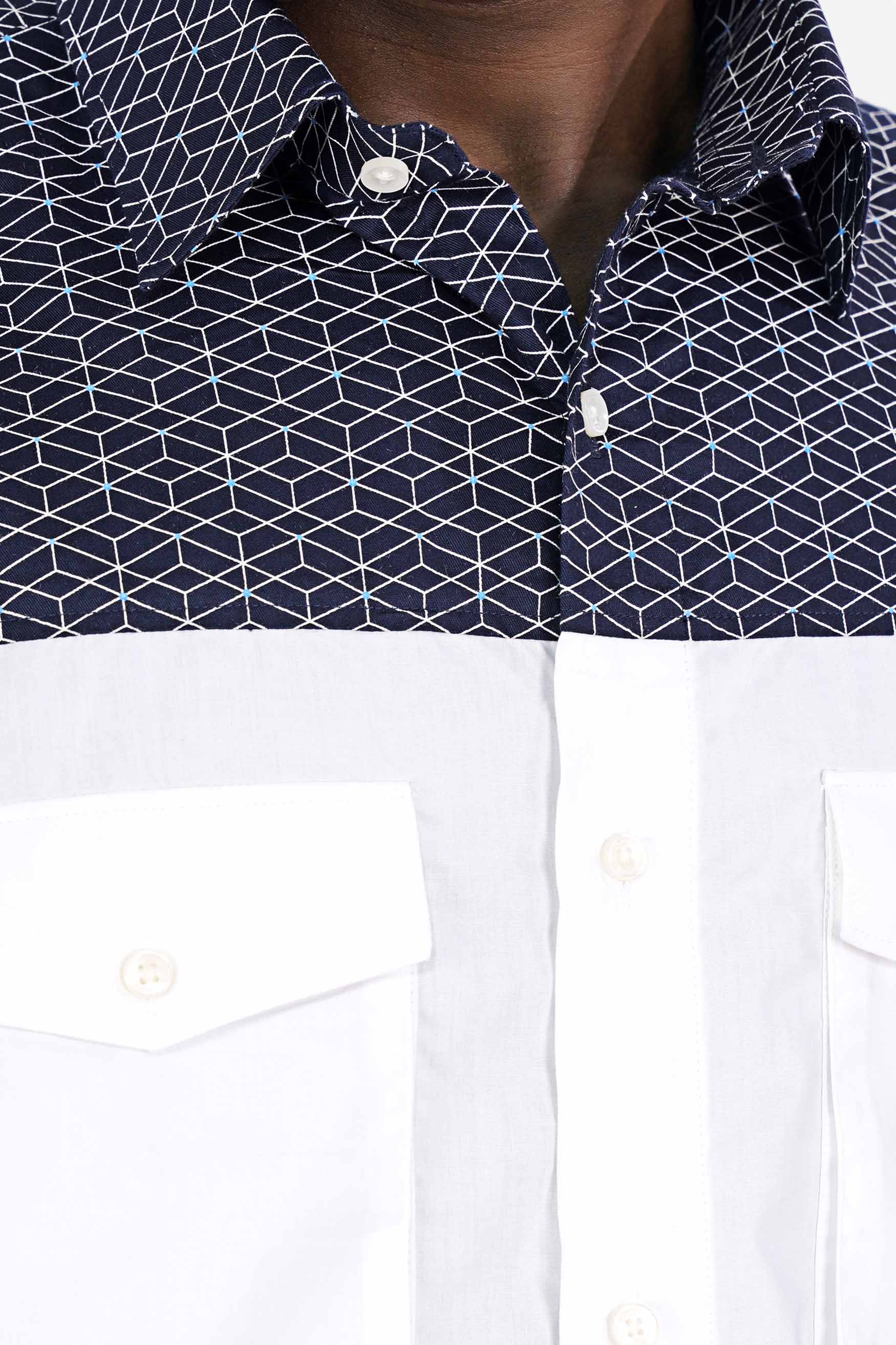 Cloud Burst Blue and White Twill Printed Premium Cotton Shirt
