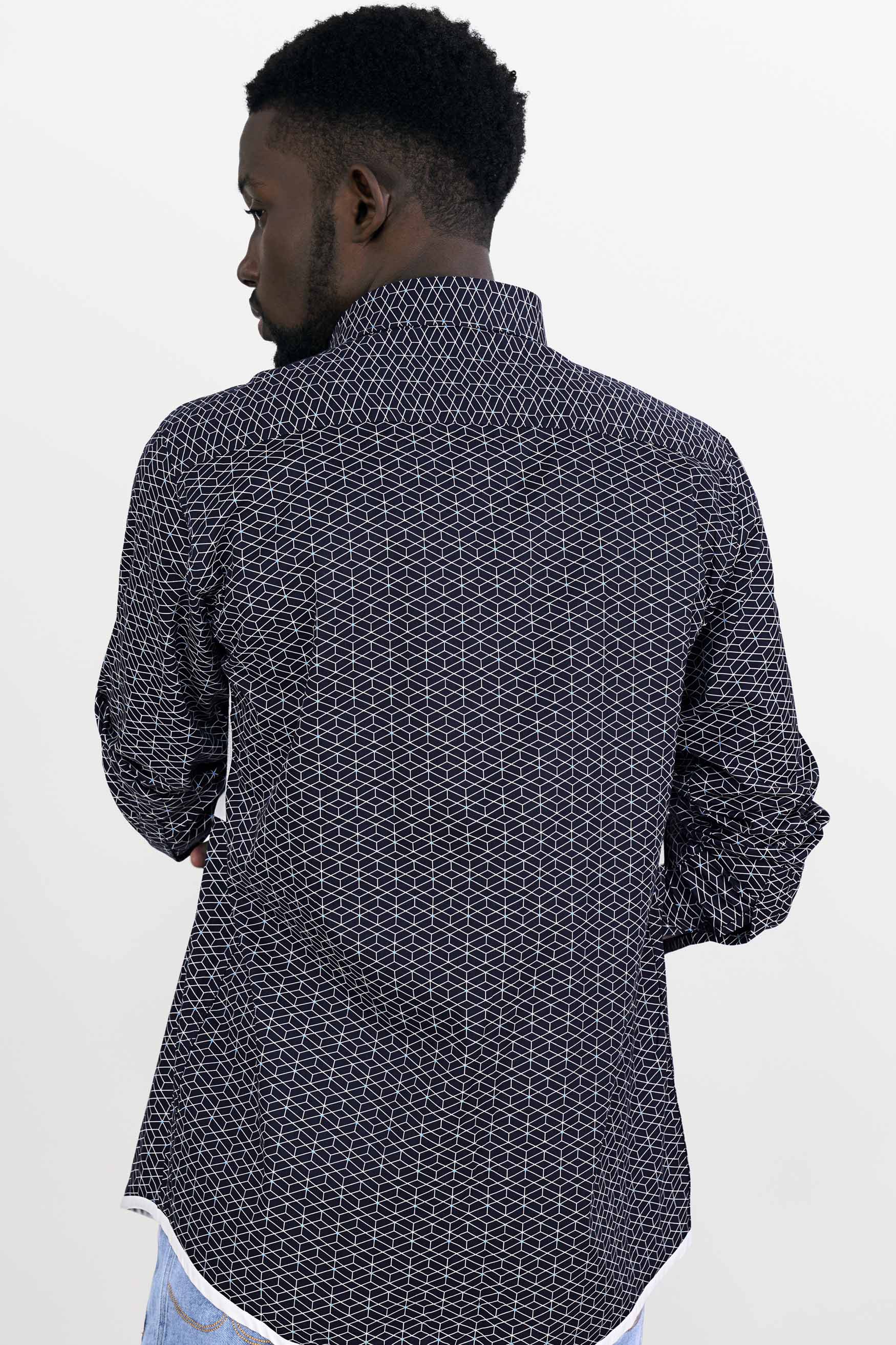 Cloud Burst Blue and White Twill Printed Premium Cotton Shirt