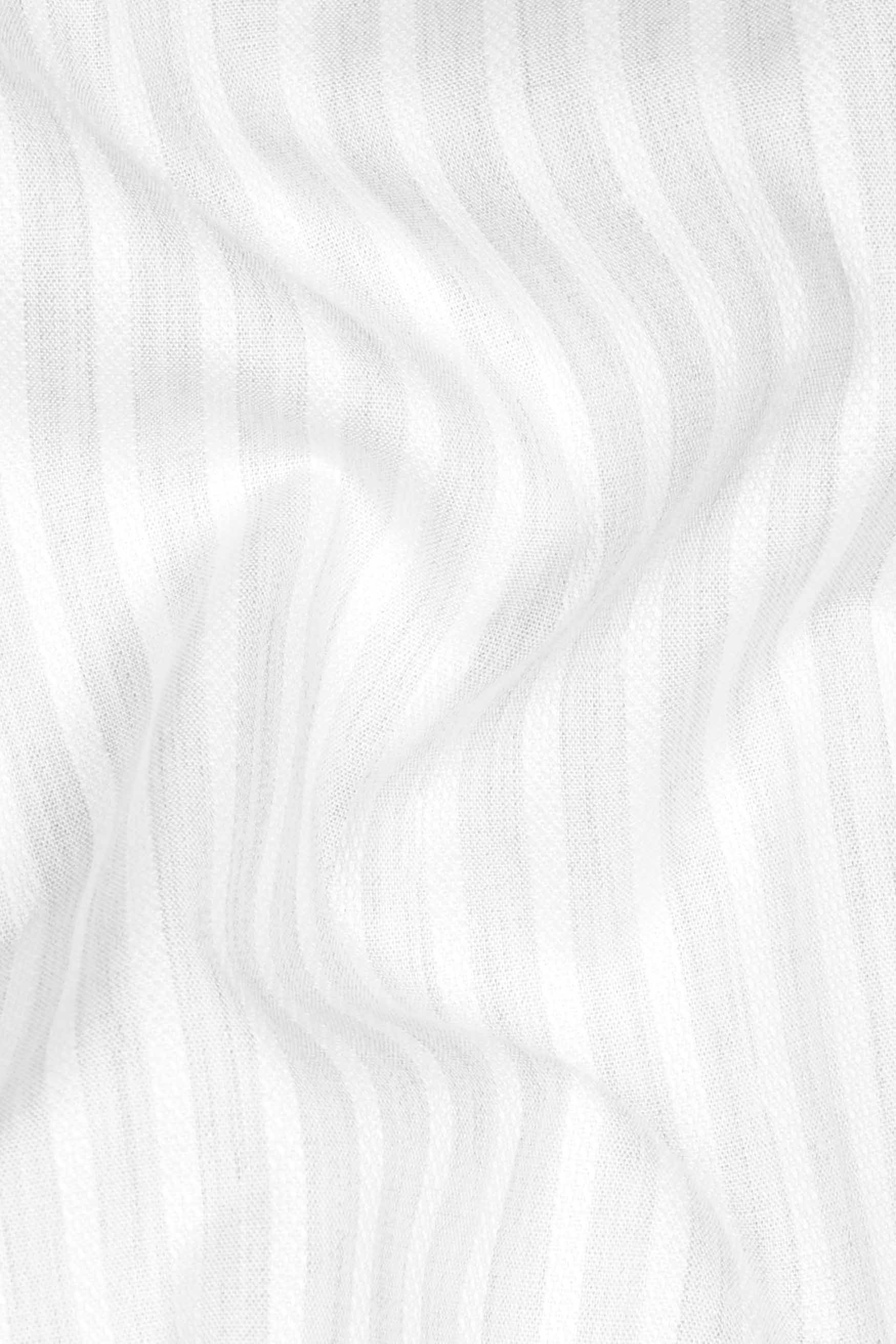 Bright White Striped Dobby Textured Premium Giza Cotton Kurta Shirt