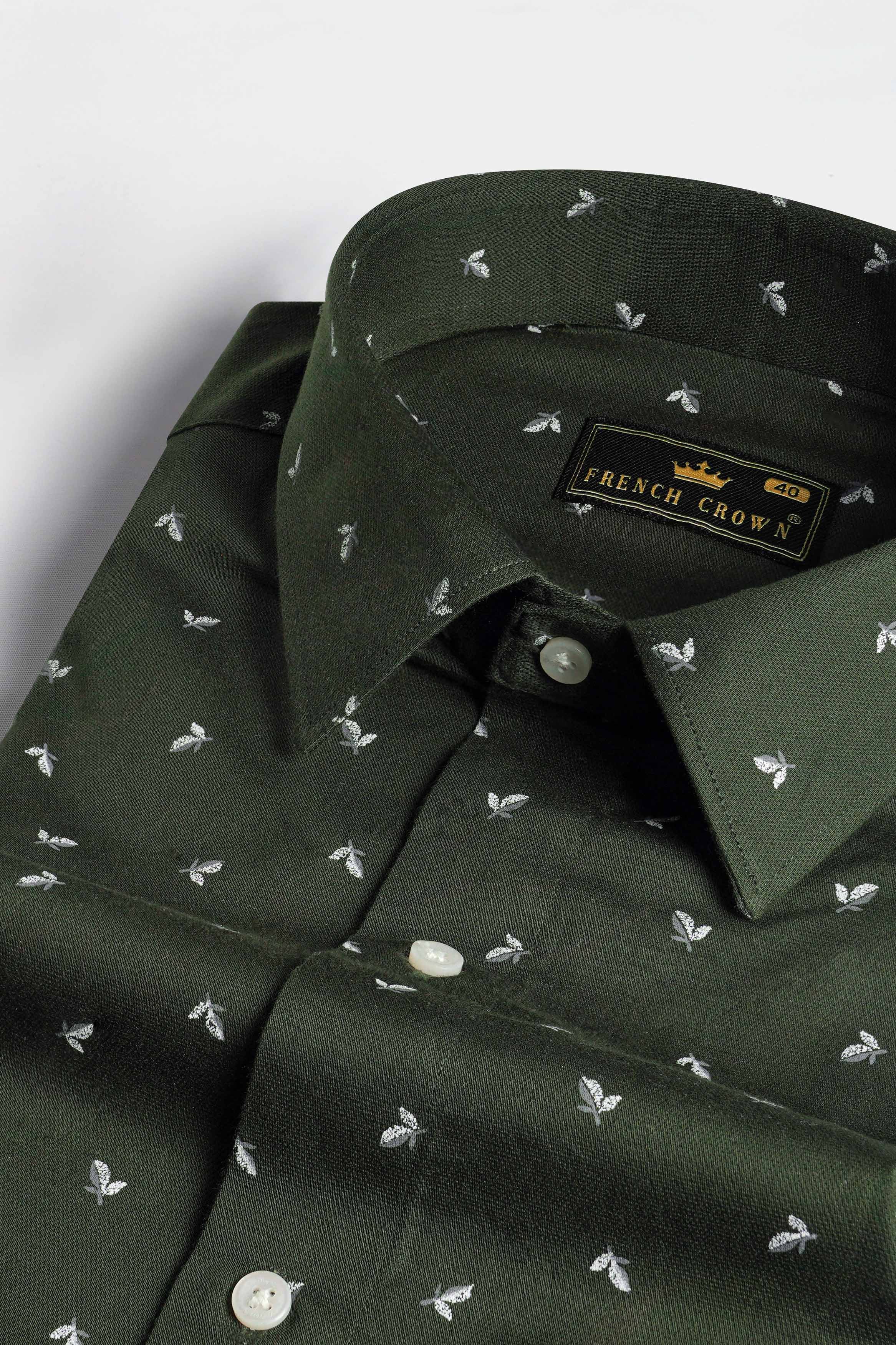 Cabbage Pont Green with White Ditsy Printed Royal Oxford Shirt