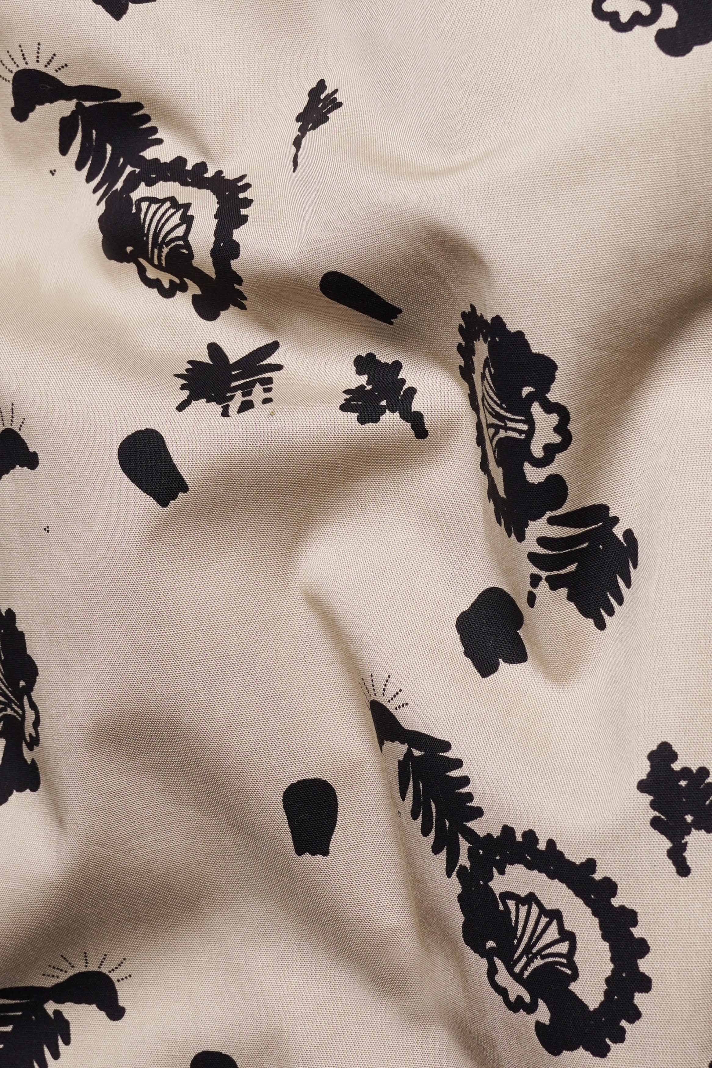 Coral Reef Brown with Black Printed Premium Cotton Shirt