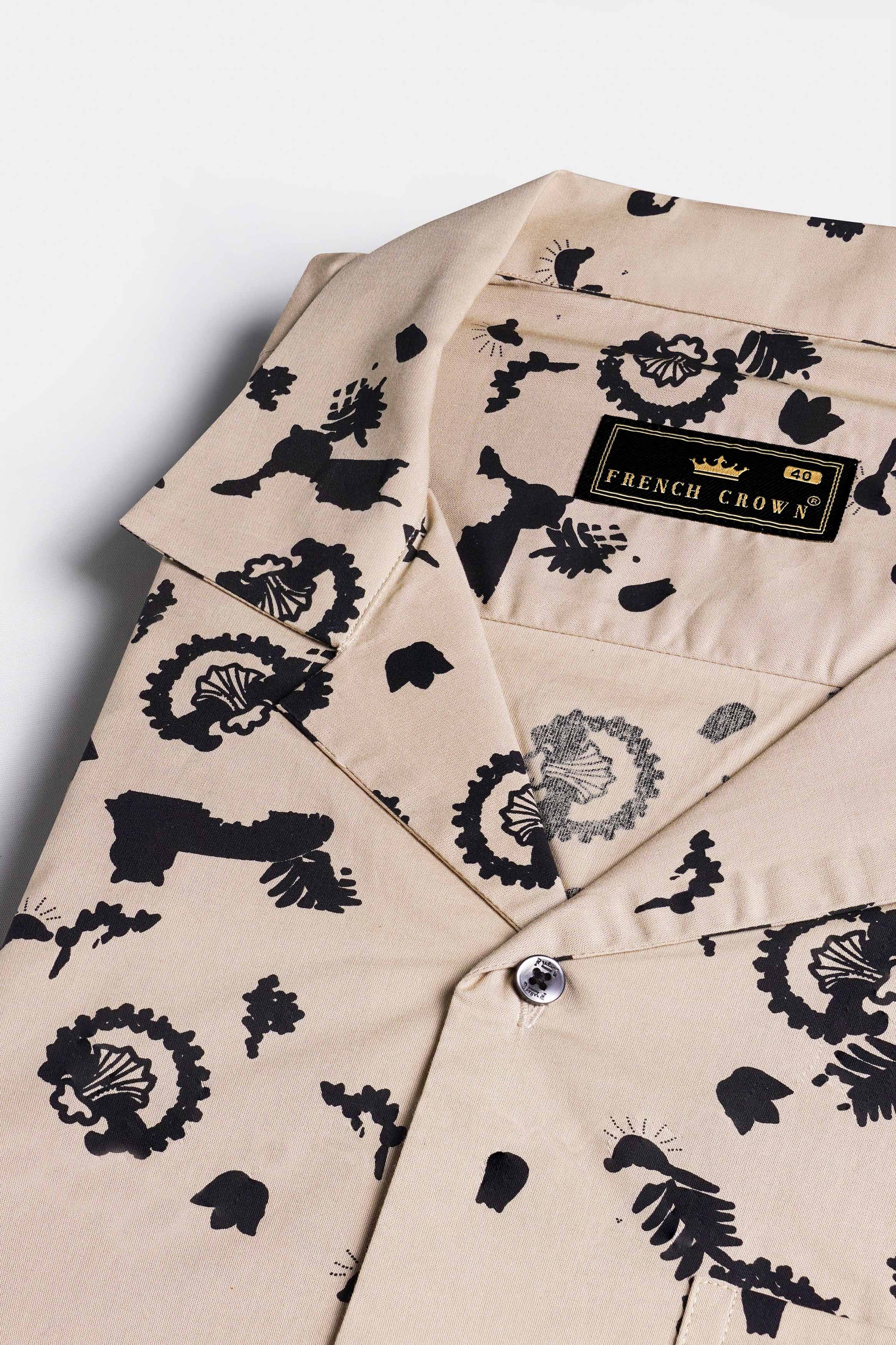 Coral Reef Brown with Black Printed Premium Cotton Shirt