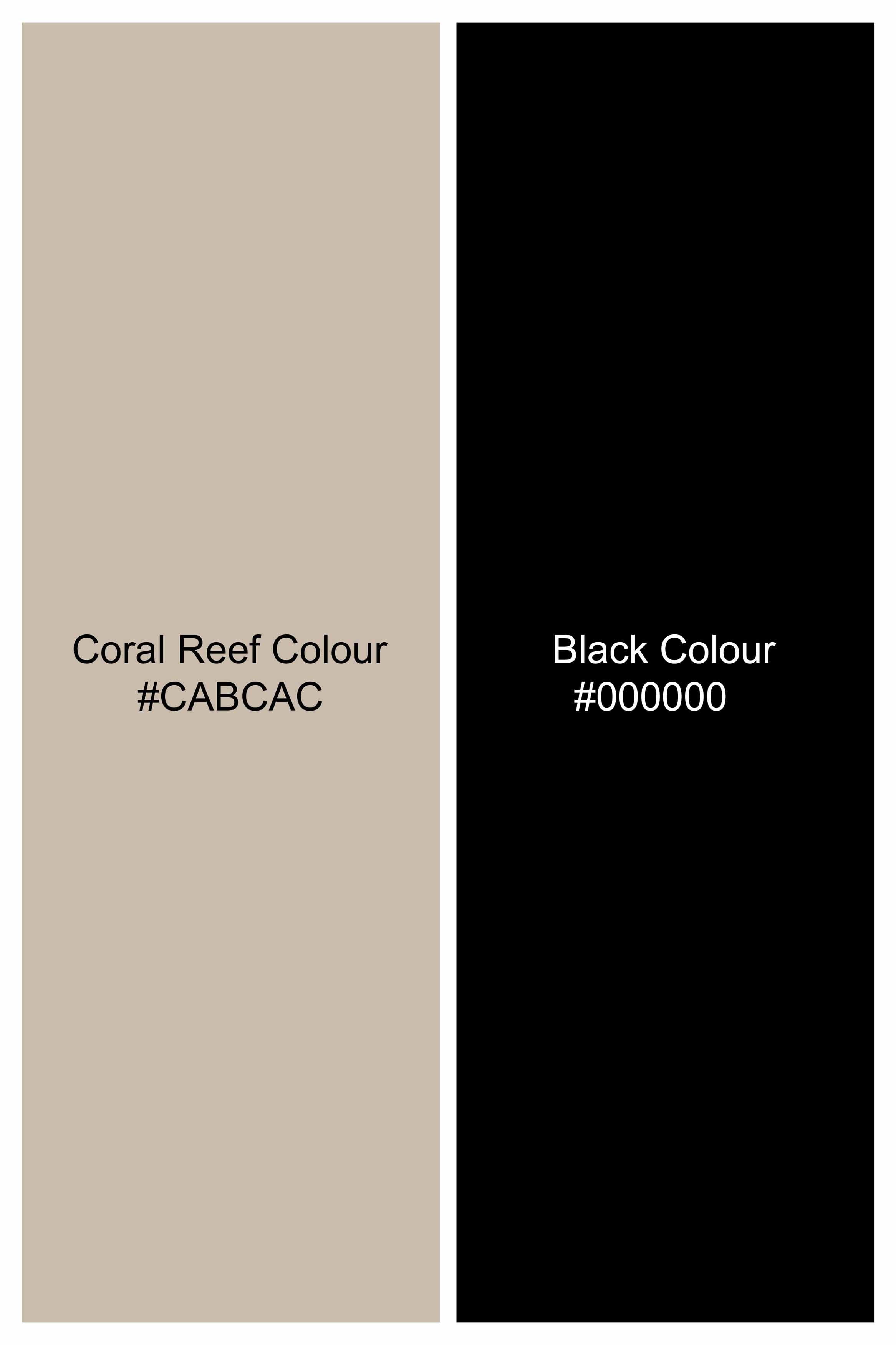 Coral Reef Brown with Black Printed Premium Cotton Shirt