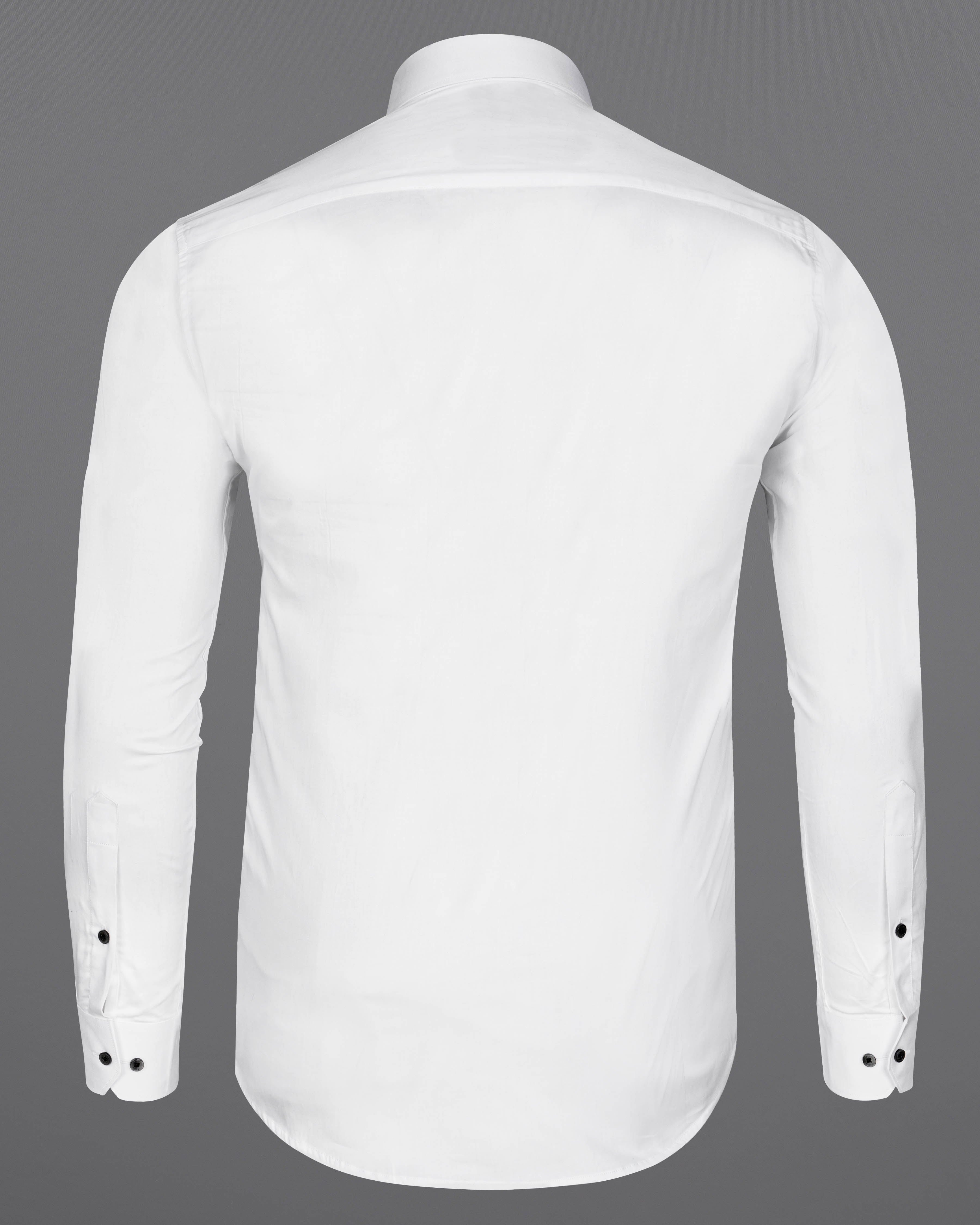 Bright White Subtle Sheen with Bottom Right Tricolour Embroidered Super Soft Premium Cotton Shirt
