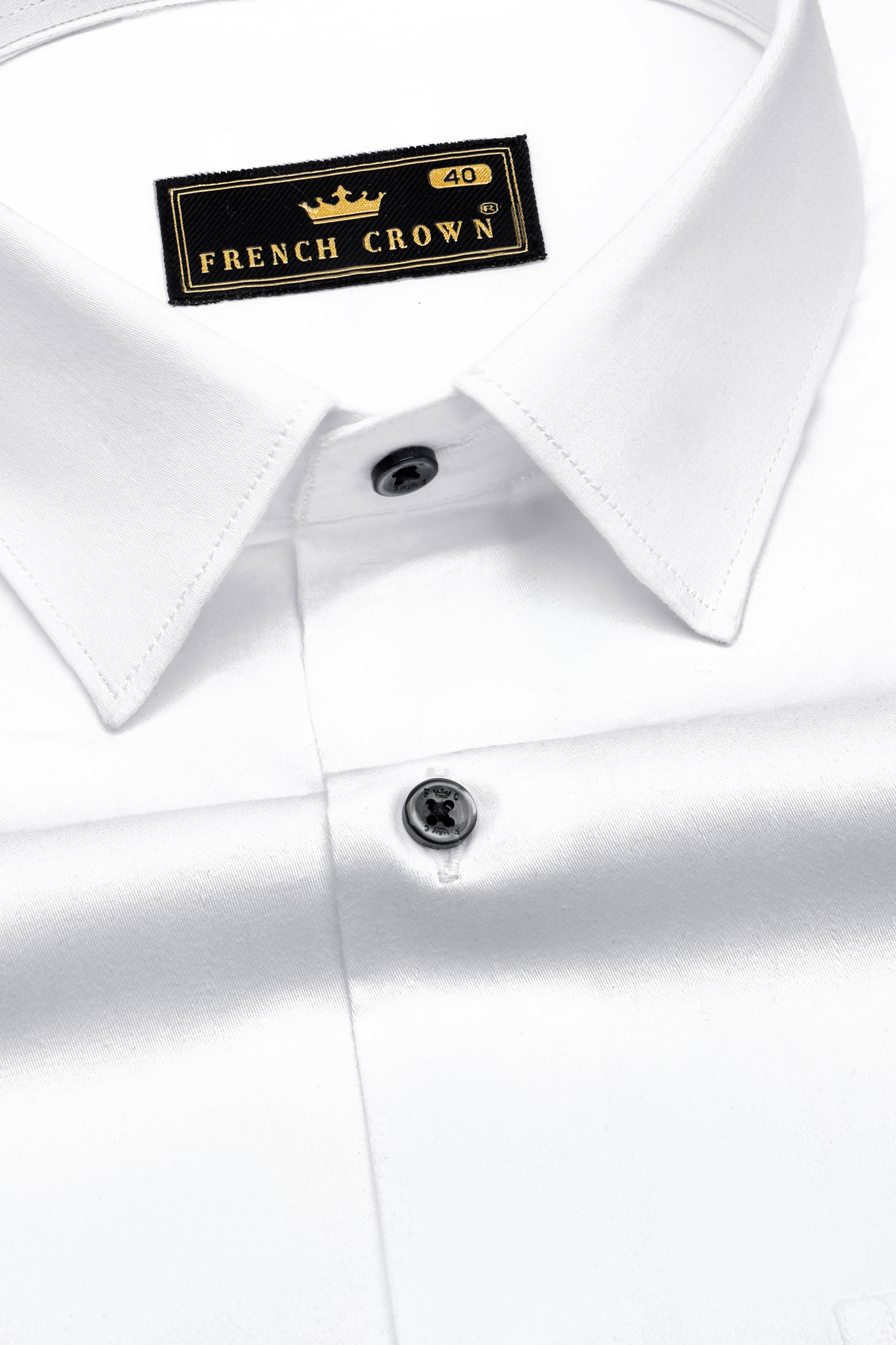 Bright White Subtle Sheen with Bottom Right Tricolour Embroidered Super Soft Premium Cotton Shirt