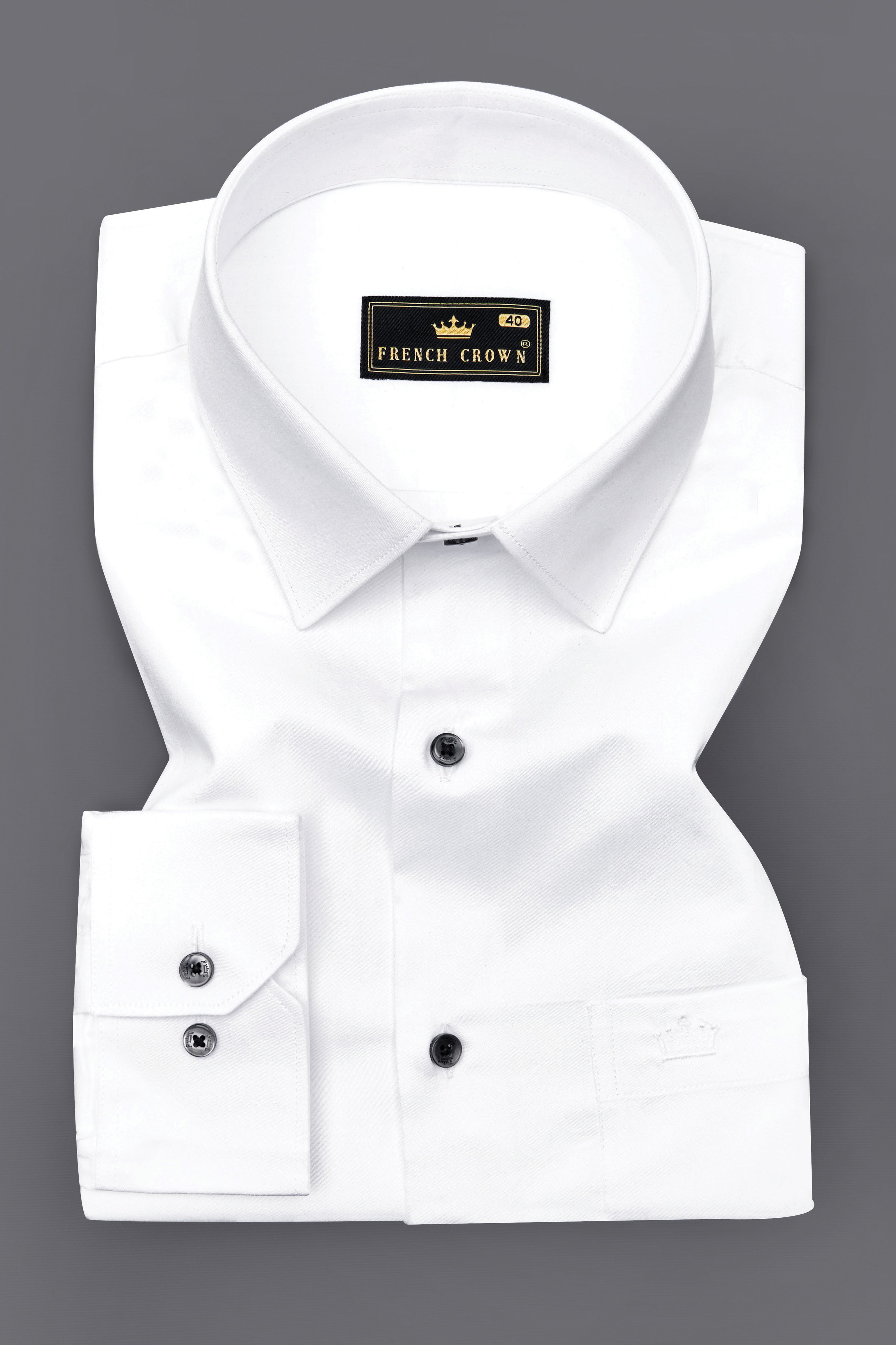 Bright White Subtle Sheen with Bottom Right Tricolour Embroidered Super Soft Premium Cotton Shirt