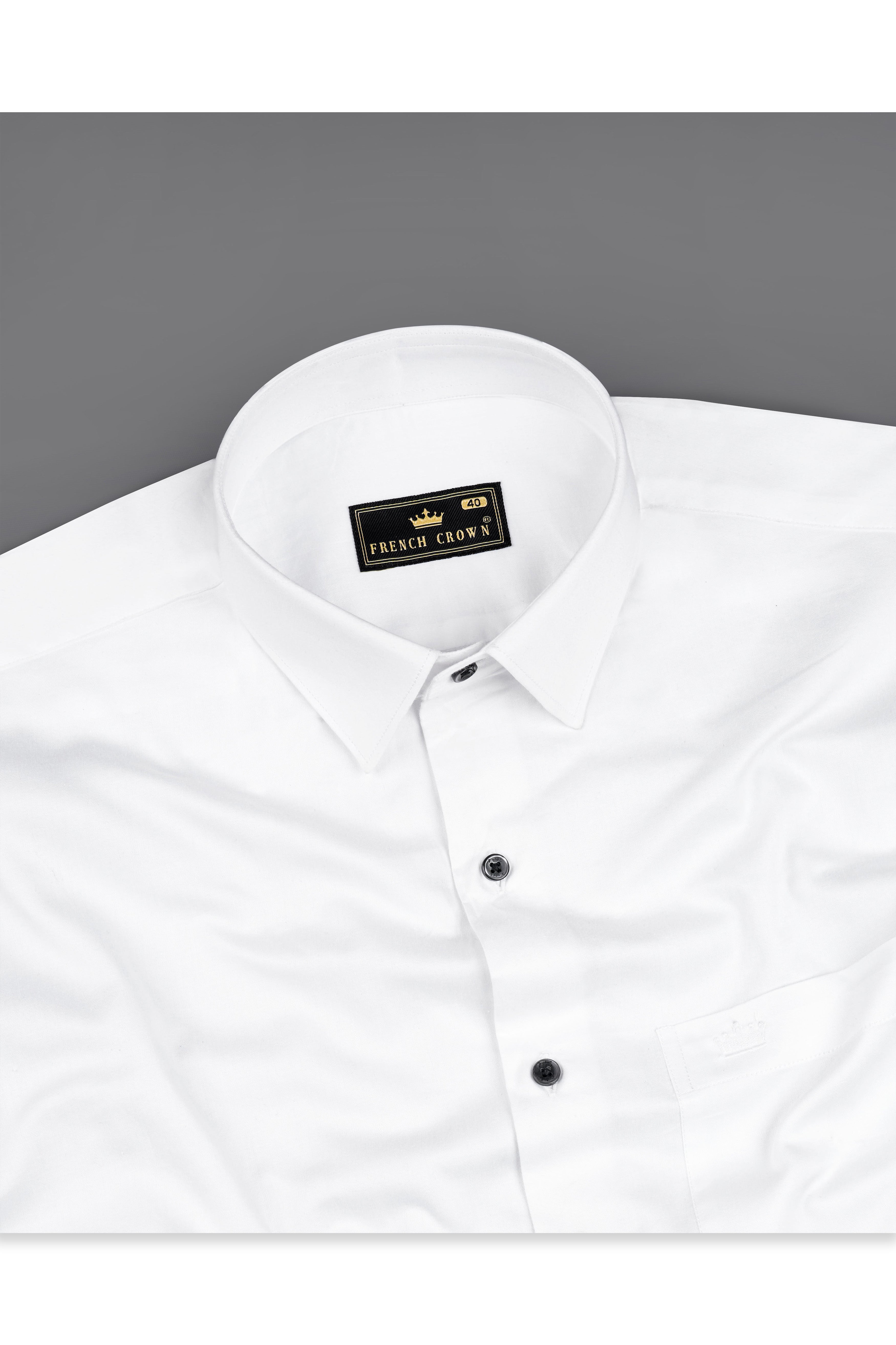 Bright White Subtle Sheen with Bottom Right Tricolour Embroidered Super Soft Premium Cotton Shirt