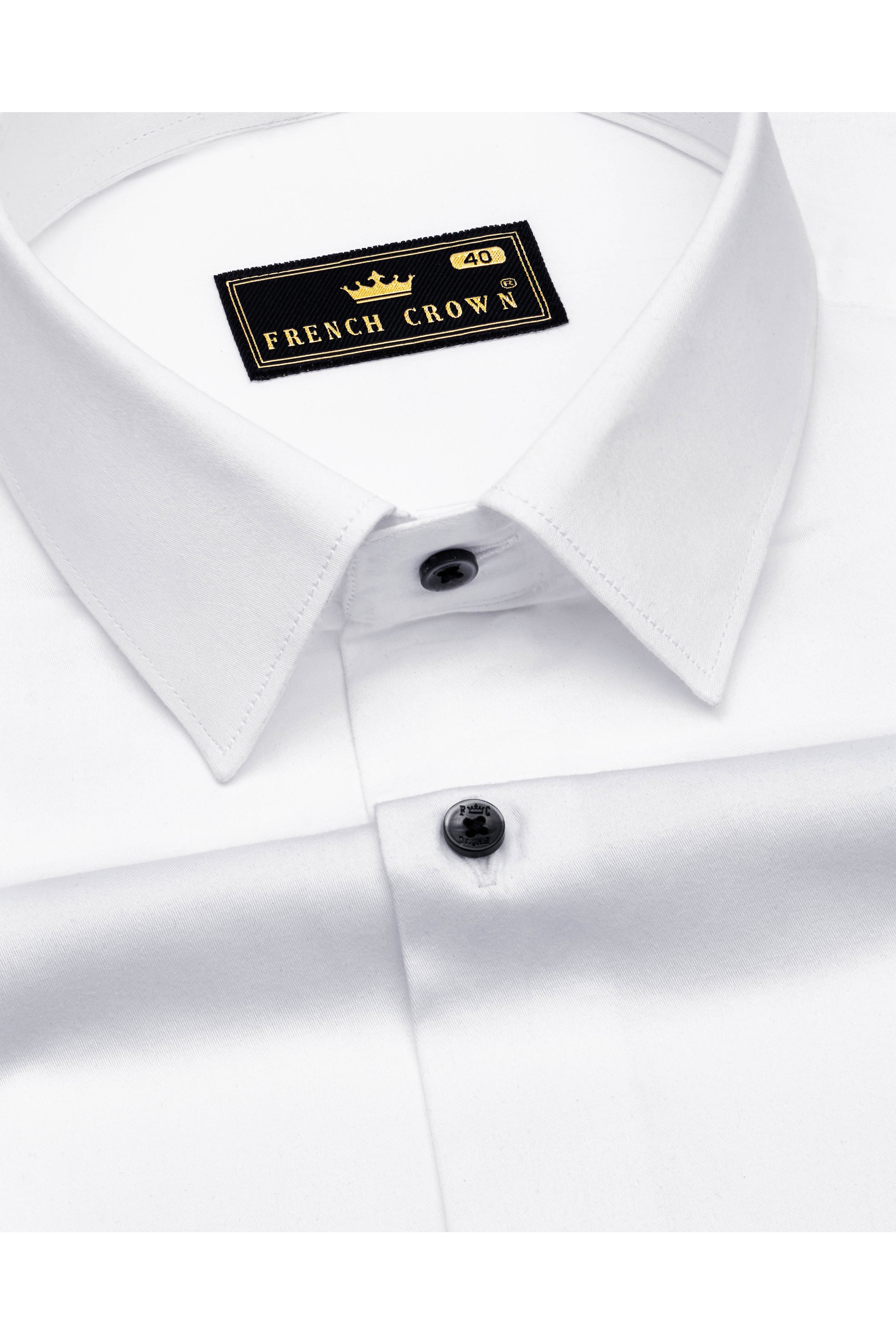 Bright White Subtle Sheen with Left Shoulder Tricolour Embroidered Super Soft Premium Cotton Shirt