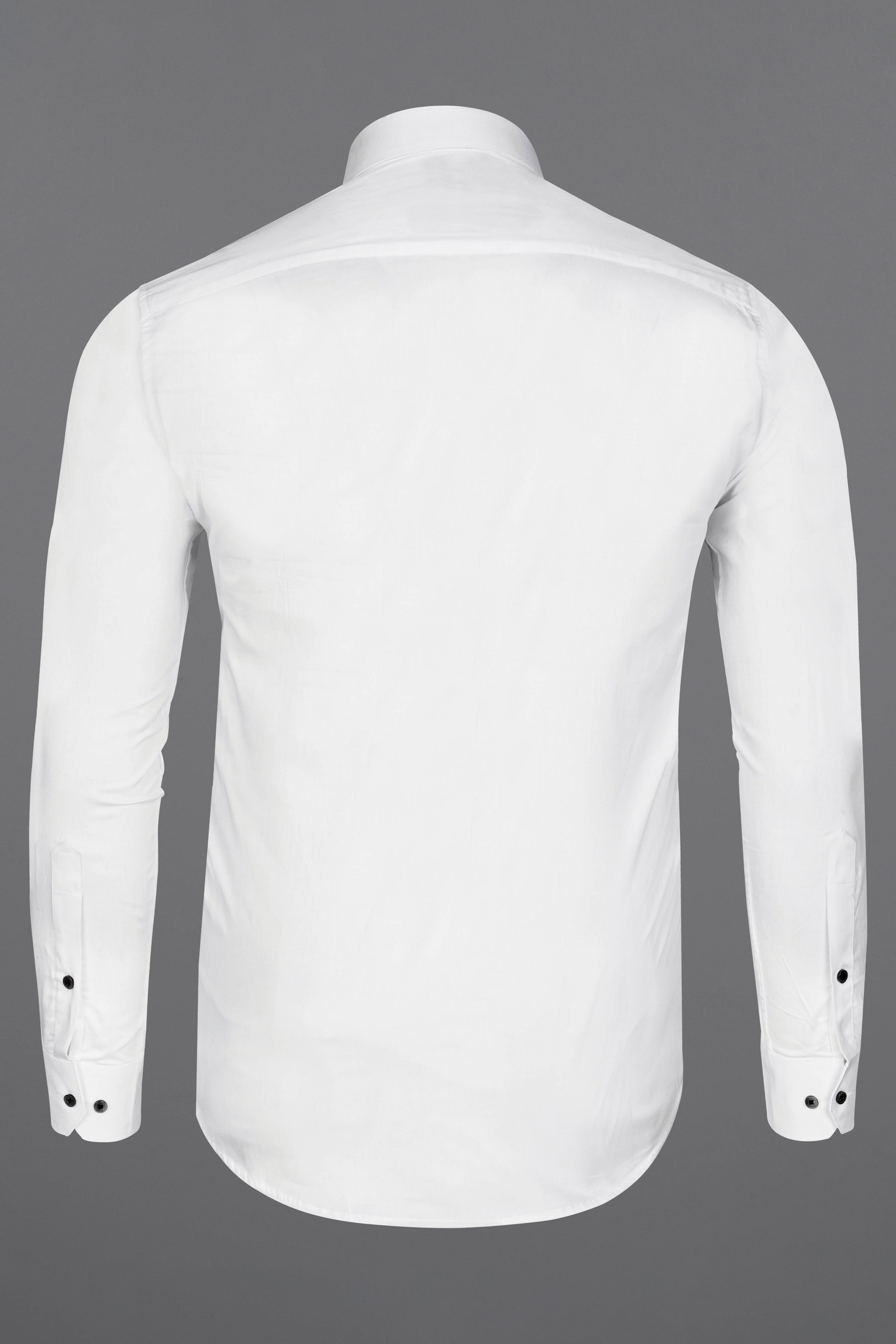 Bright White Subtle Sheen with Left Shoulder Tricolour Embroidered Super Soft Premium Cotton Shirt