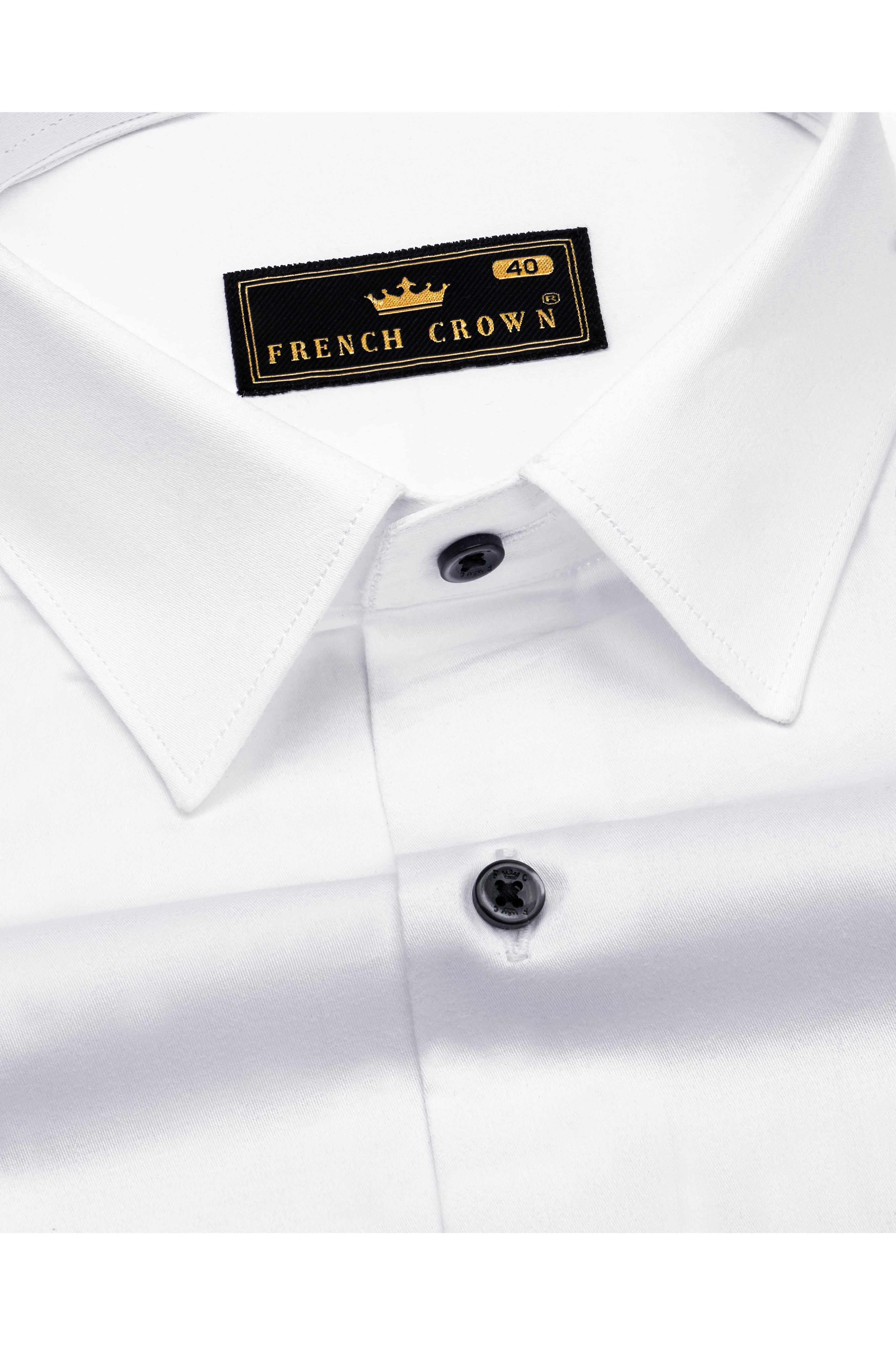 Bright White Subtle Sheen with Tricolour Embroidered Above Pocket Super Soft Premium Cotton Shirt