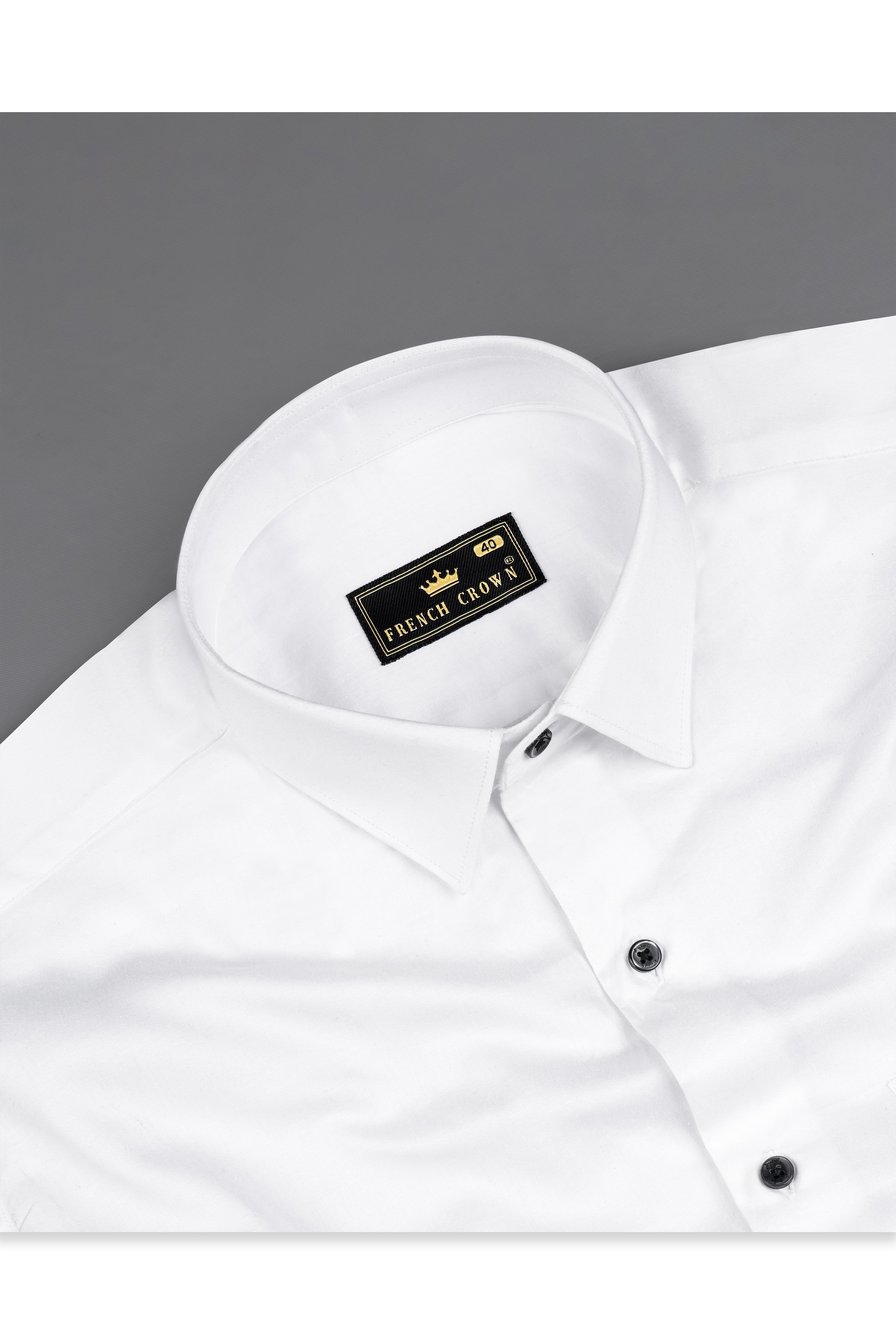 Bright White Subtle Sheen with Tricolour Embroidered Above Pocket Super Soft Premium Cotton Shirt