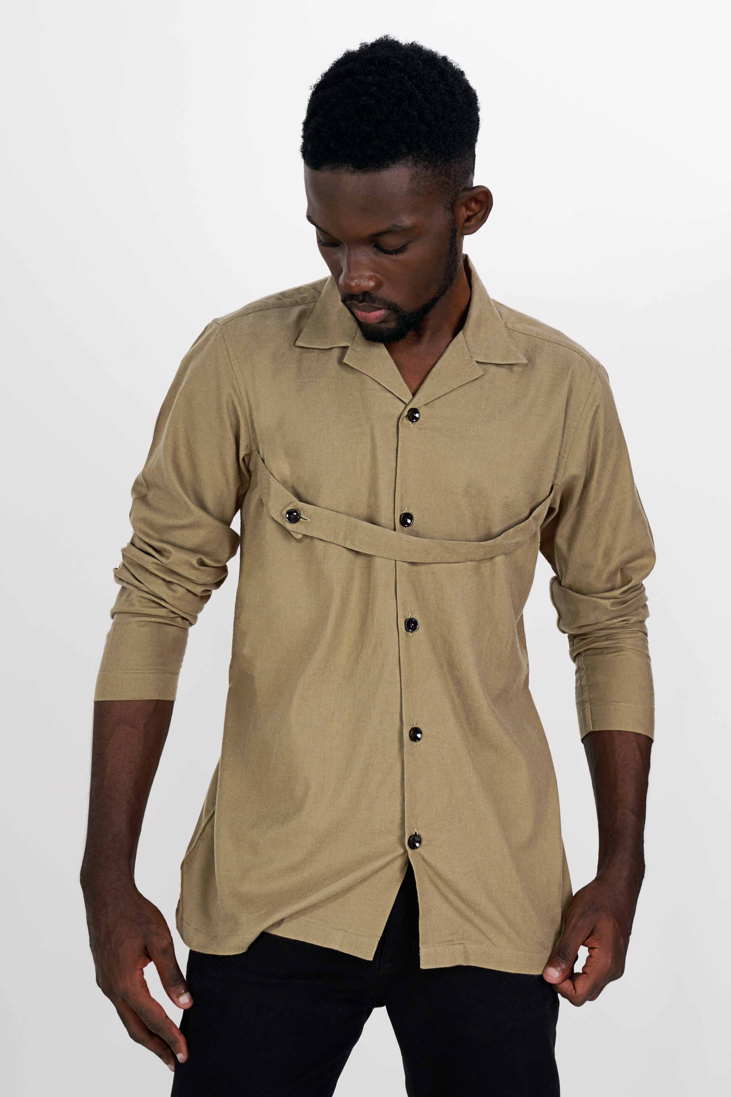 Oyster Brown Flannel Designer Shirt