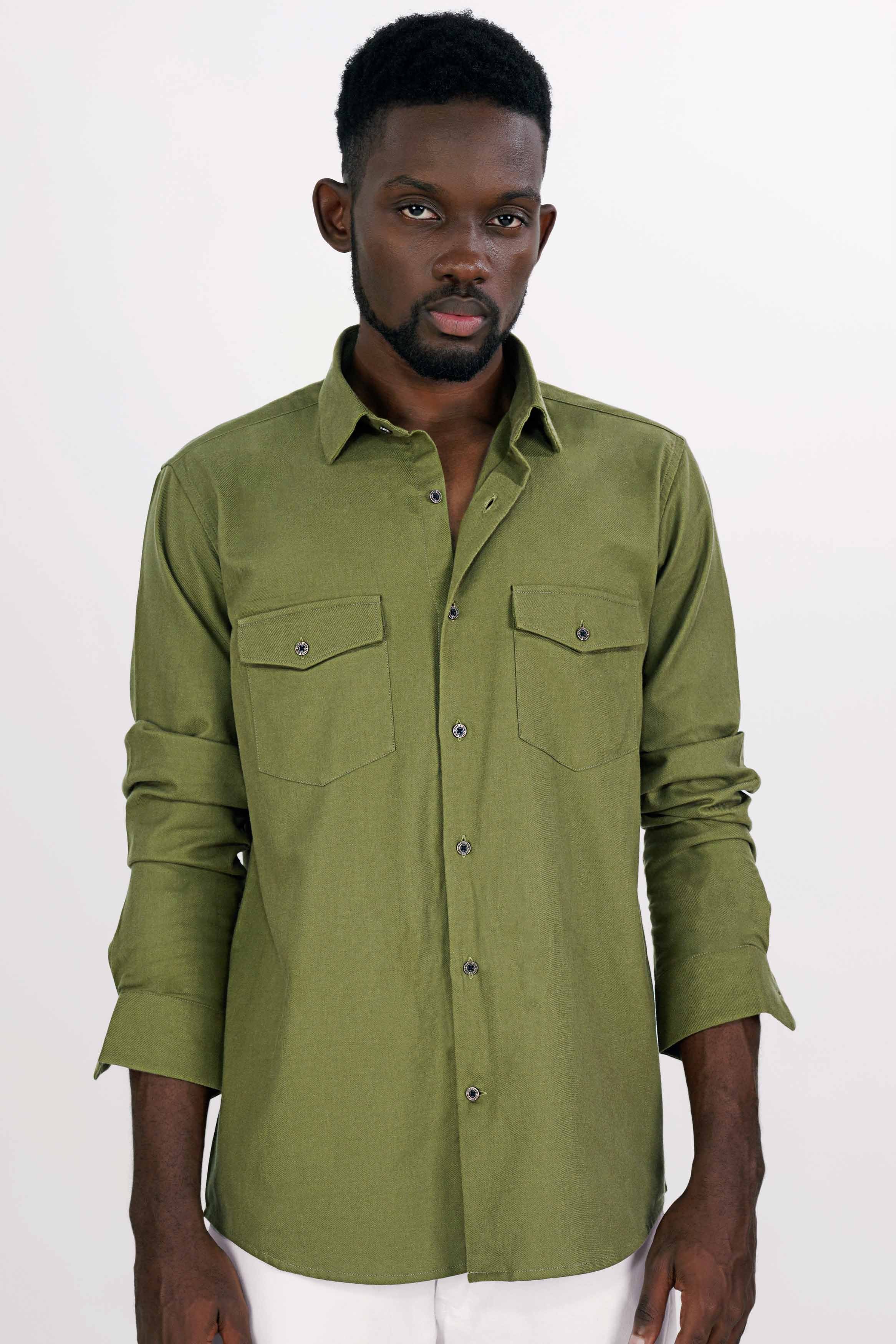 Woodland Green Flannel Designer Shirt