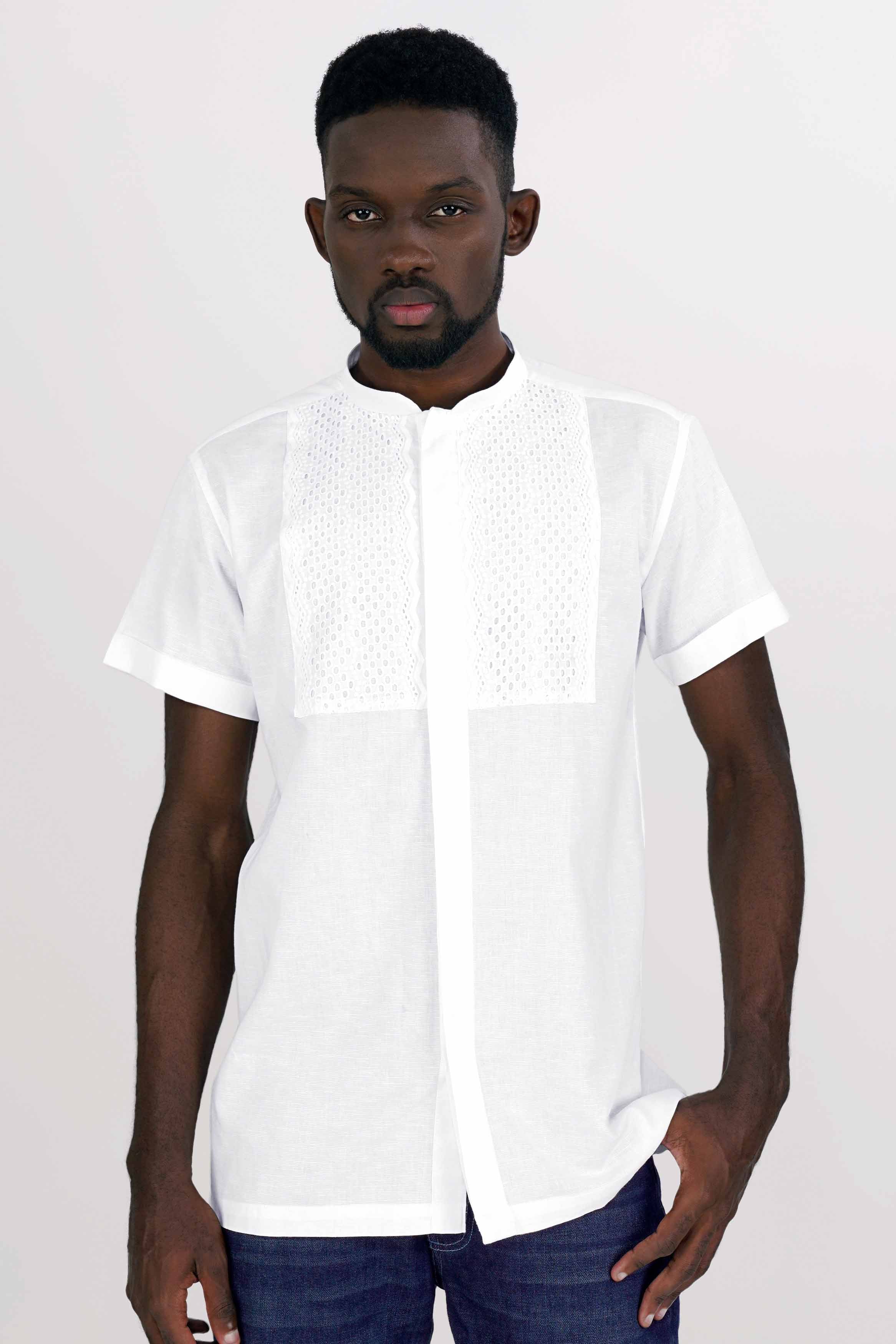 Bright White Luxurious Linen Designer Shirt