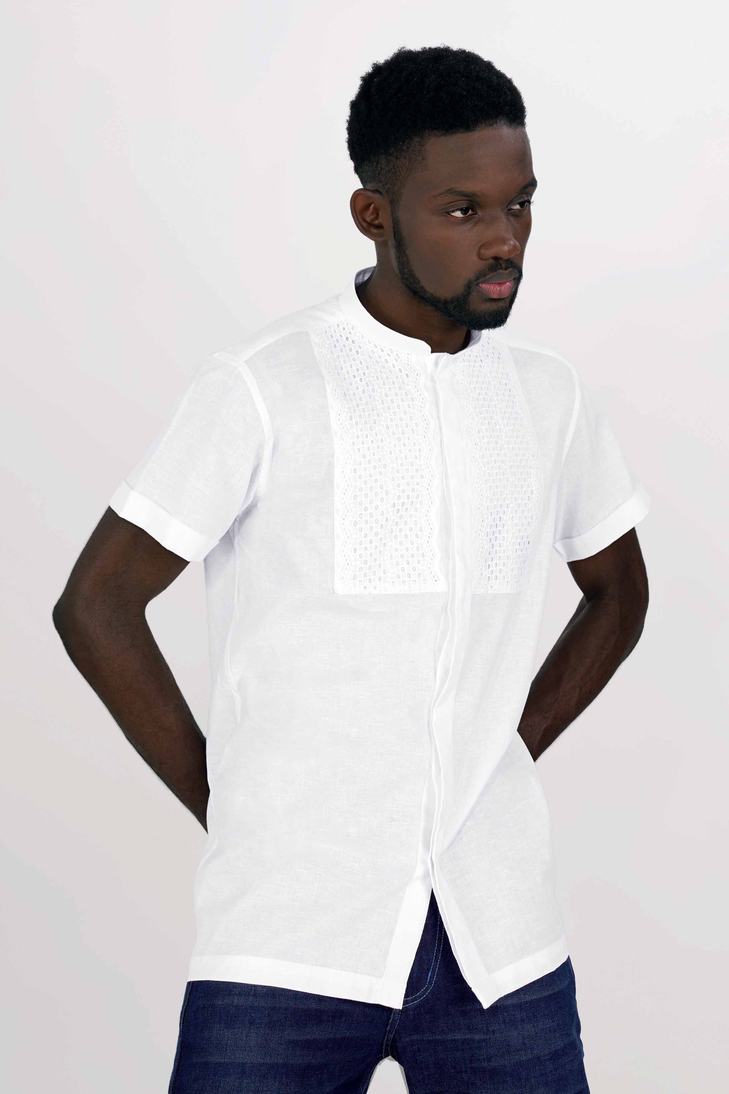 Bright White Luxurious Linen Designer Shirt