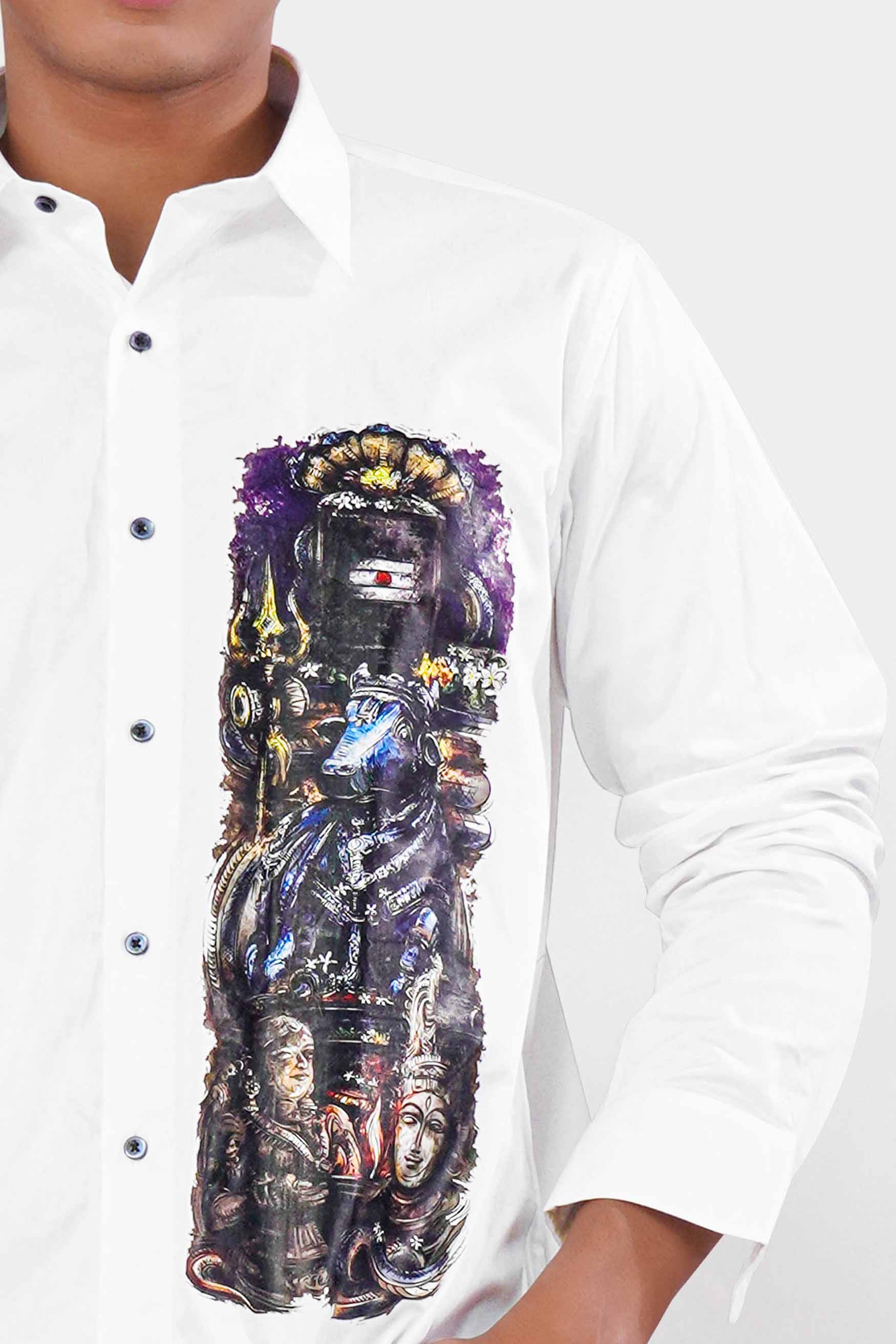Bright White with Shivaling and Trident Printed Super Soft Premium Cotton Designer Shirt 1066-BLE-RPRT71-38, 1066-BLE-RPRT71-H-38, 1066-BLE-RPRT71-39, 1066-BLE-RPRT71-H-39, 1066-BLE-RPRT71-40, 1066-BLE-RPRT71-H-40, 1066-BLE-RPRT71-42, 1066-BLE-RPRT71-H-42, 1066-BLE-RPRT71-44, 1066-BLE-RPRT71-H-44, 1066-BLE-RPRT71-46, 1066-BLE-RPRT71-H-46, 1066-BLE-RPRT71-48, 1066-BLE-RPRT71-H-48, 1066-BLE-RPRT71-50, 1066-BLE-RPRT71-H-50, 1066-BLE-RPRT71-52, 1066-BLE-RPRT71-H-52