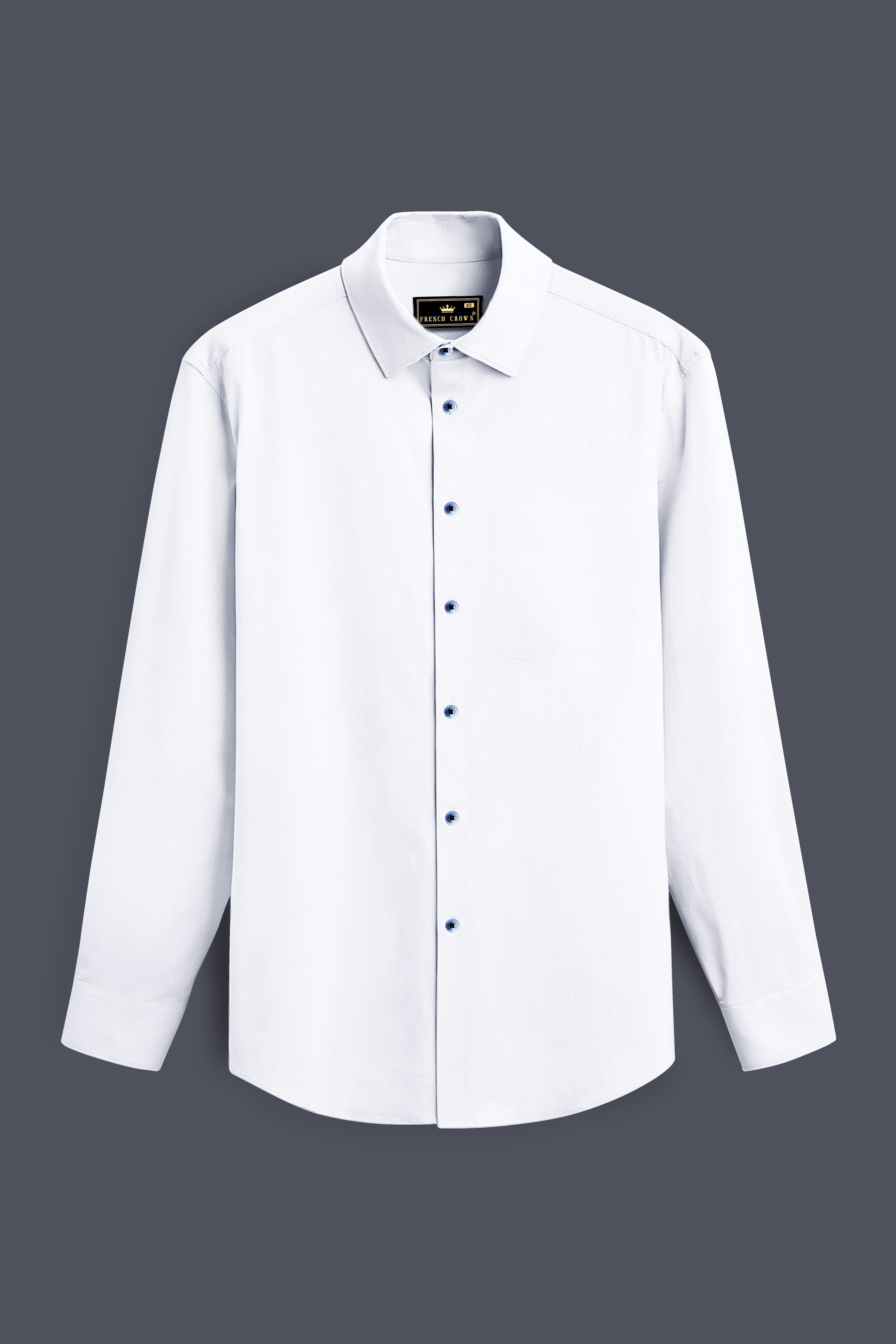 Bright White Subtle Sheen Super Soft Blue Button Premium Cotton Shirt