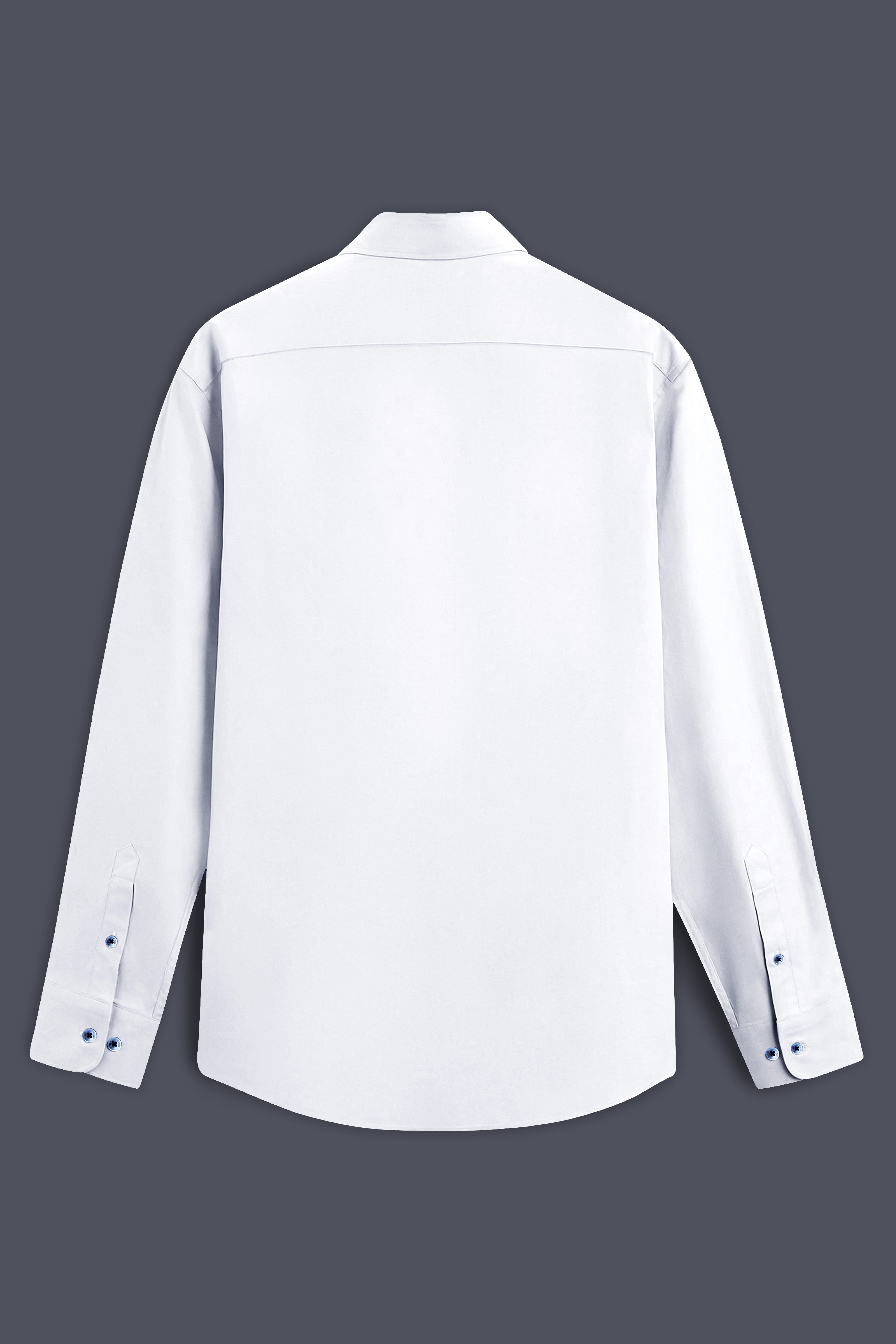 Bright White Subtle Sheen Super Soft Blue Button Premium Cotton Shirt
