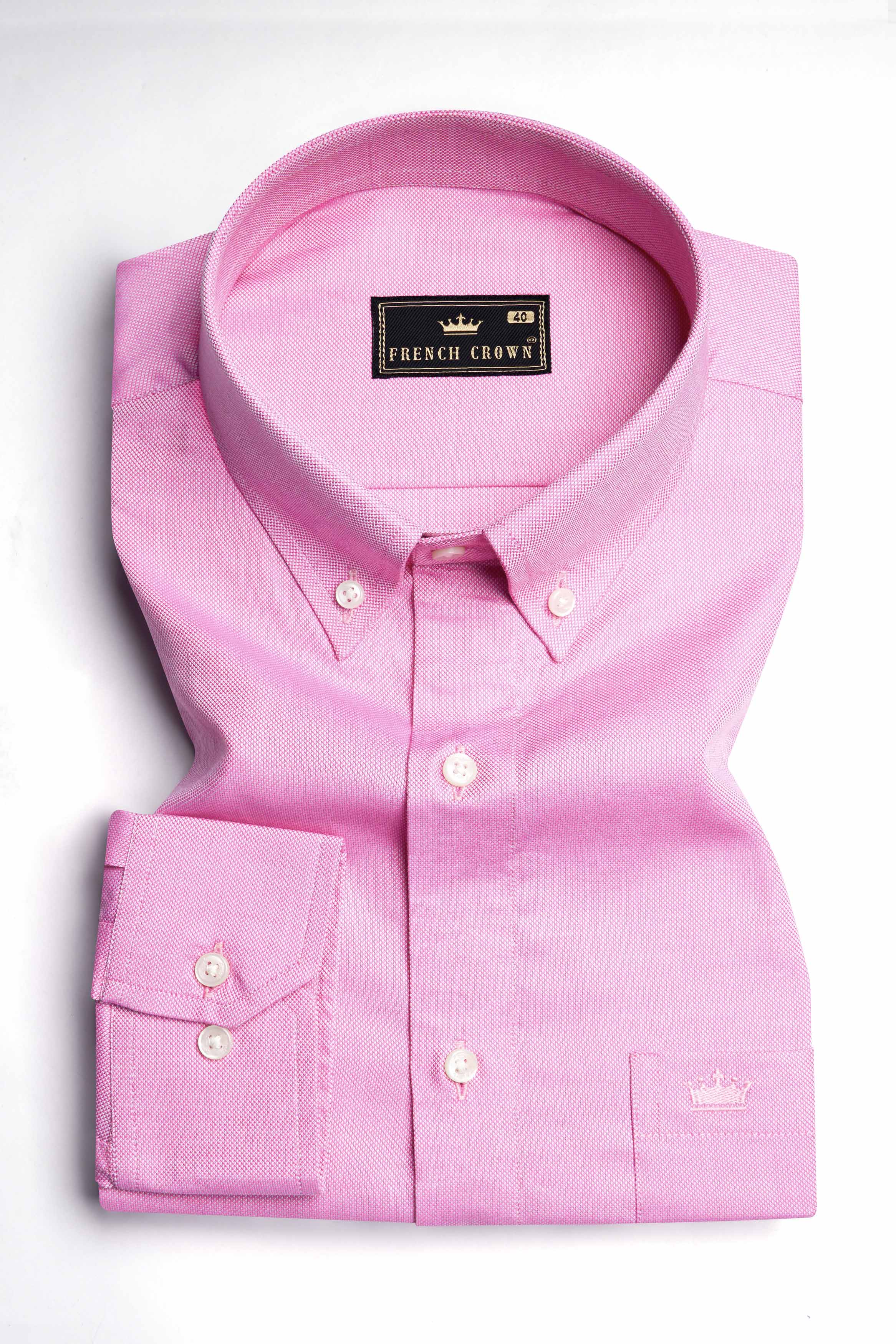 Hopbush Pink Dobby Textured Premium Giza Cotton Shirt