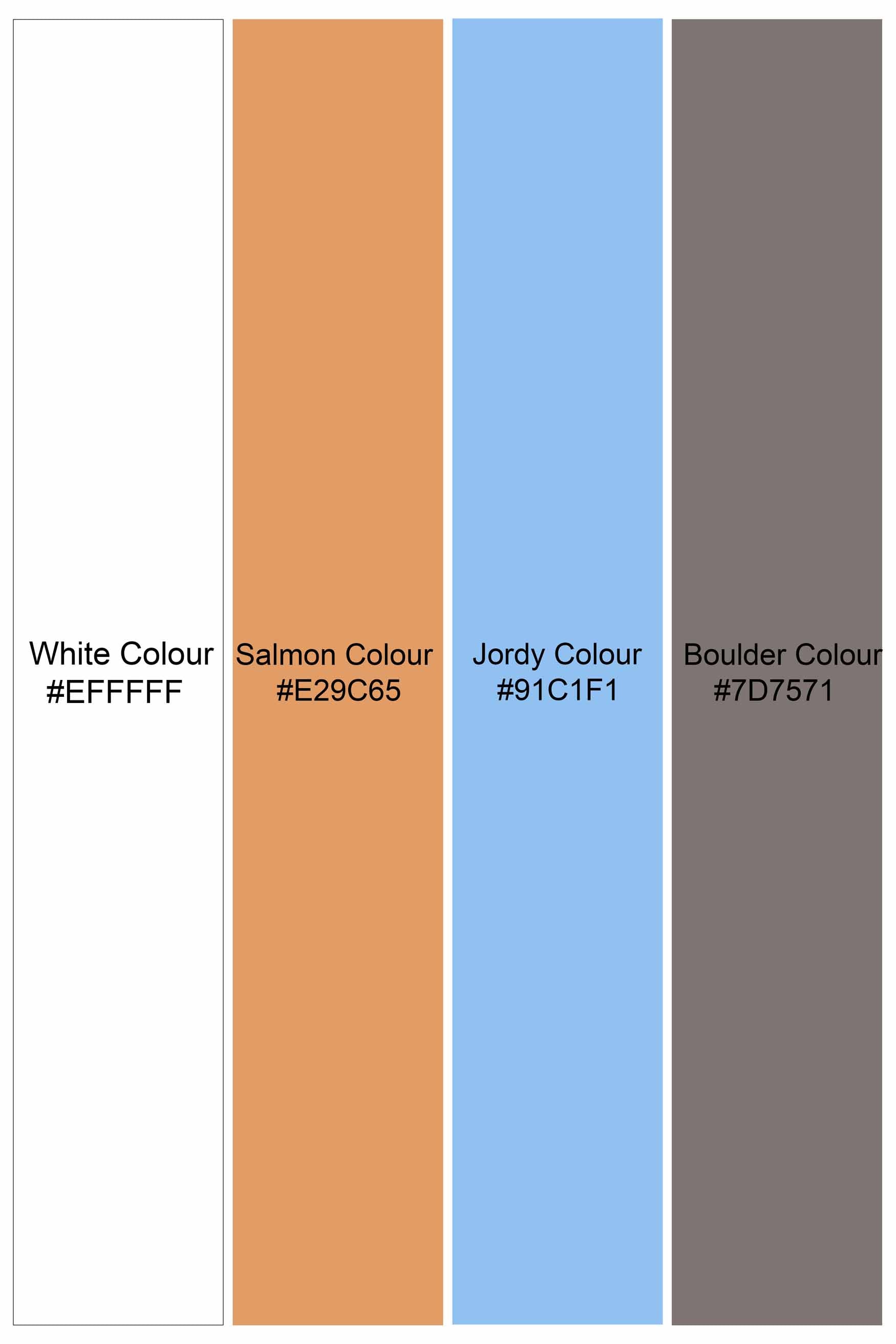 Bright White with Salmon Brown Multicolour Striped Dobby Textured Premium Giza Cotton Shirt