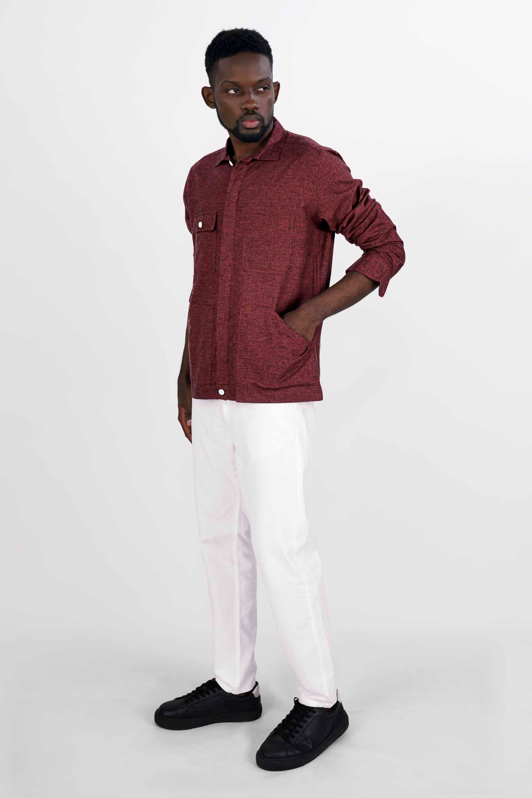 Wine Flannel Designer Shirt