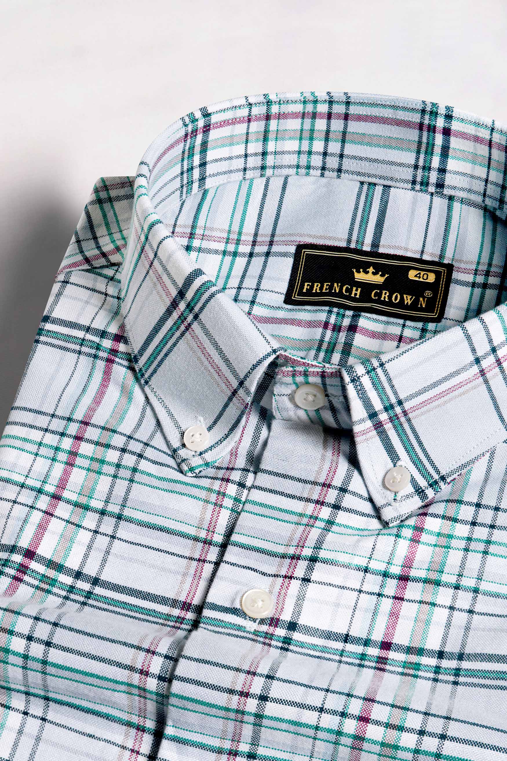 Nebula Gray with Horizon Green Multicolour Plaid Royal Oxford Shirt