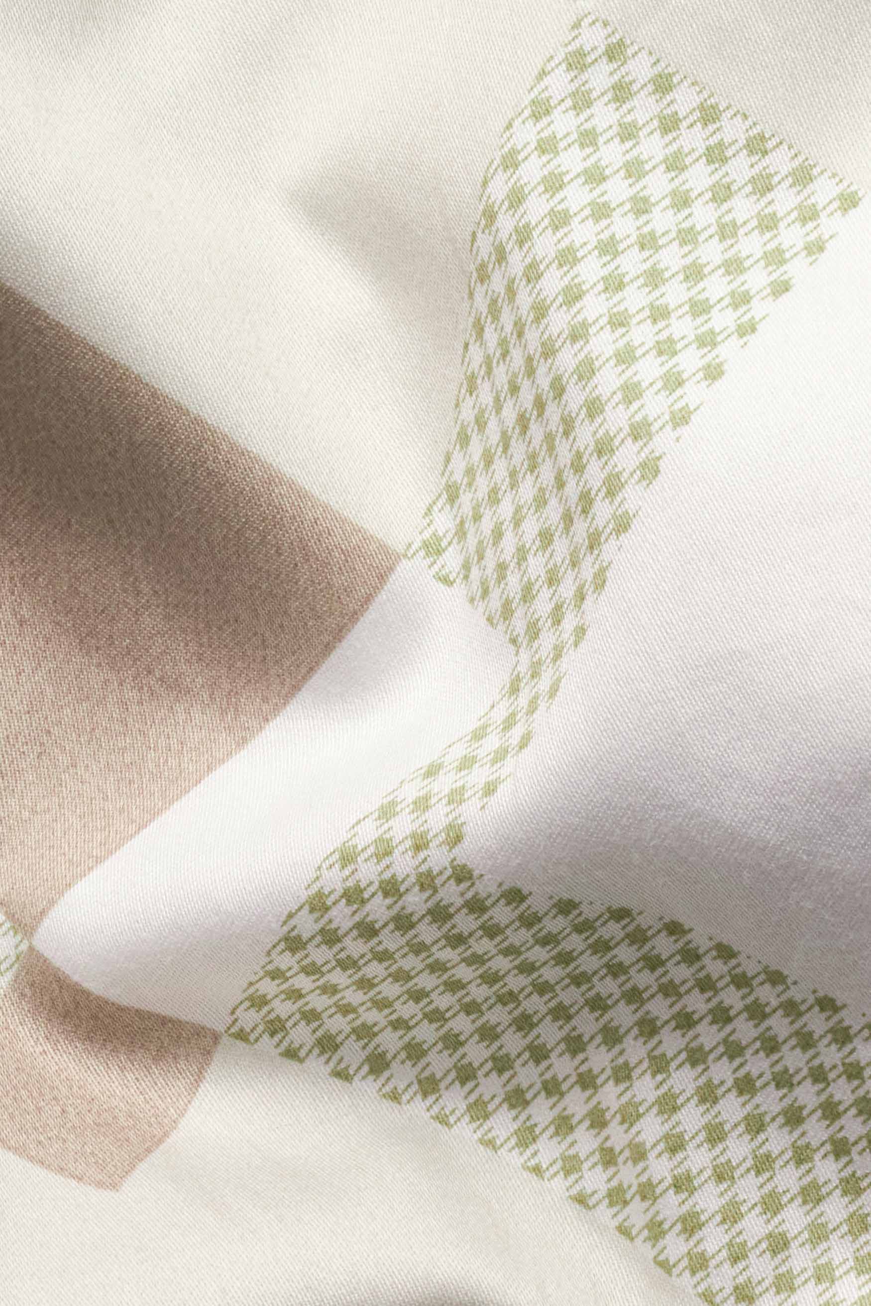 Merino Beige with Bronco Brown and Pavlova Green Printed Super Soft Premium Cotton Shirt