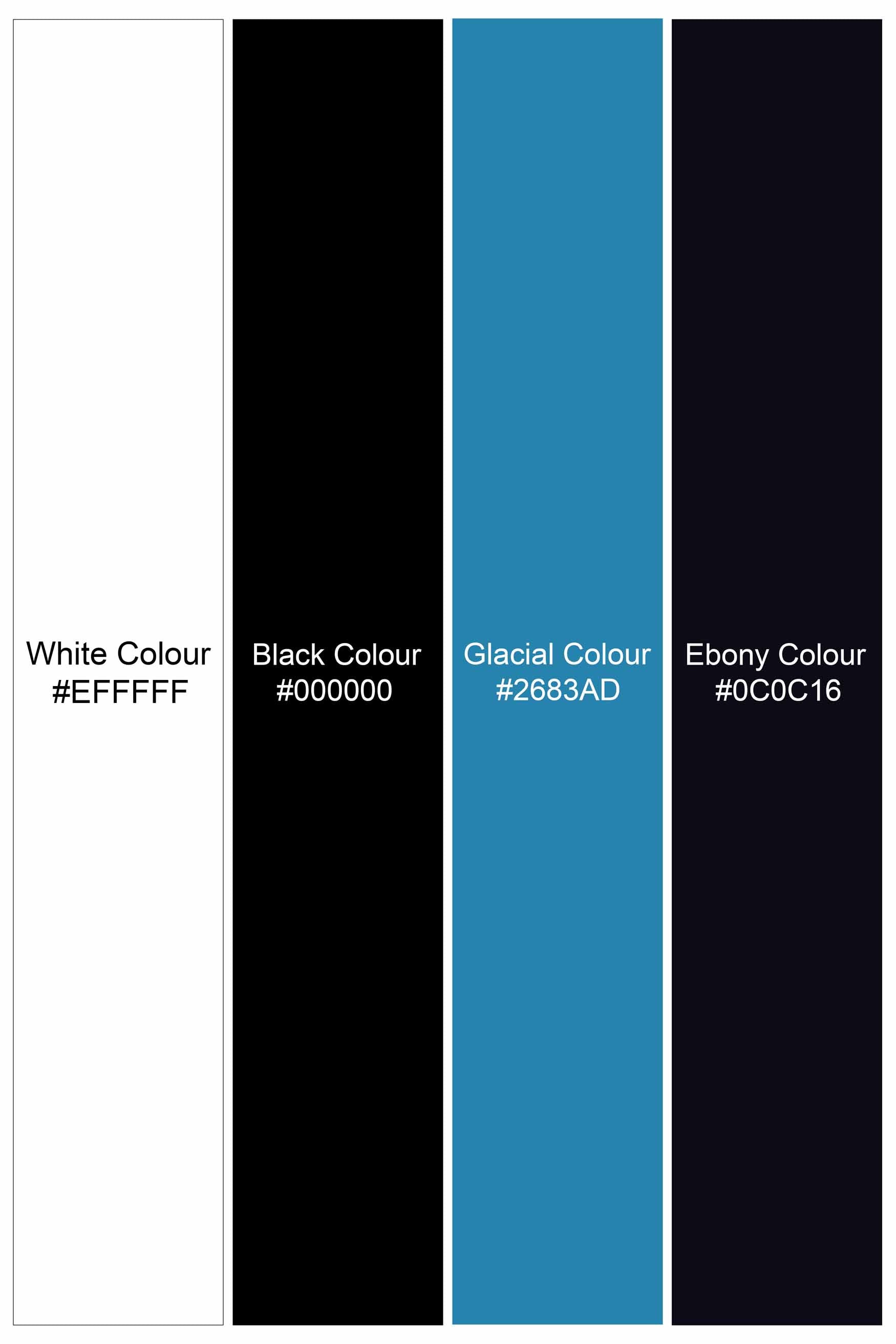 Bright White with Black and Glacial Blue Plaid Twill Premium Cotton Kurta Shirt