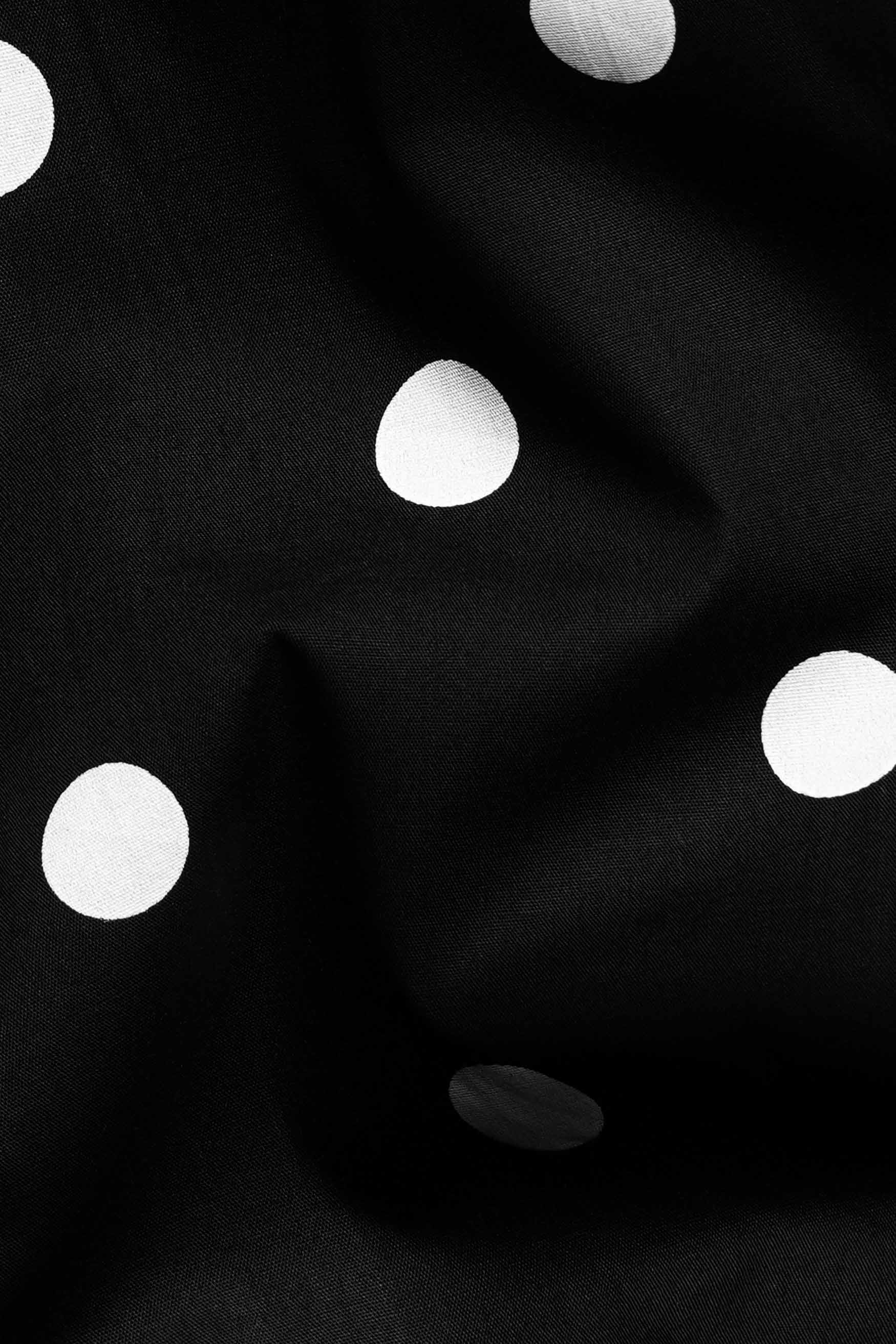 Jade Black and White Polka Dotted Premium Cotton Shirt