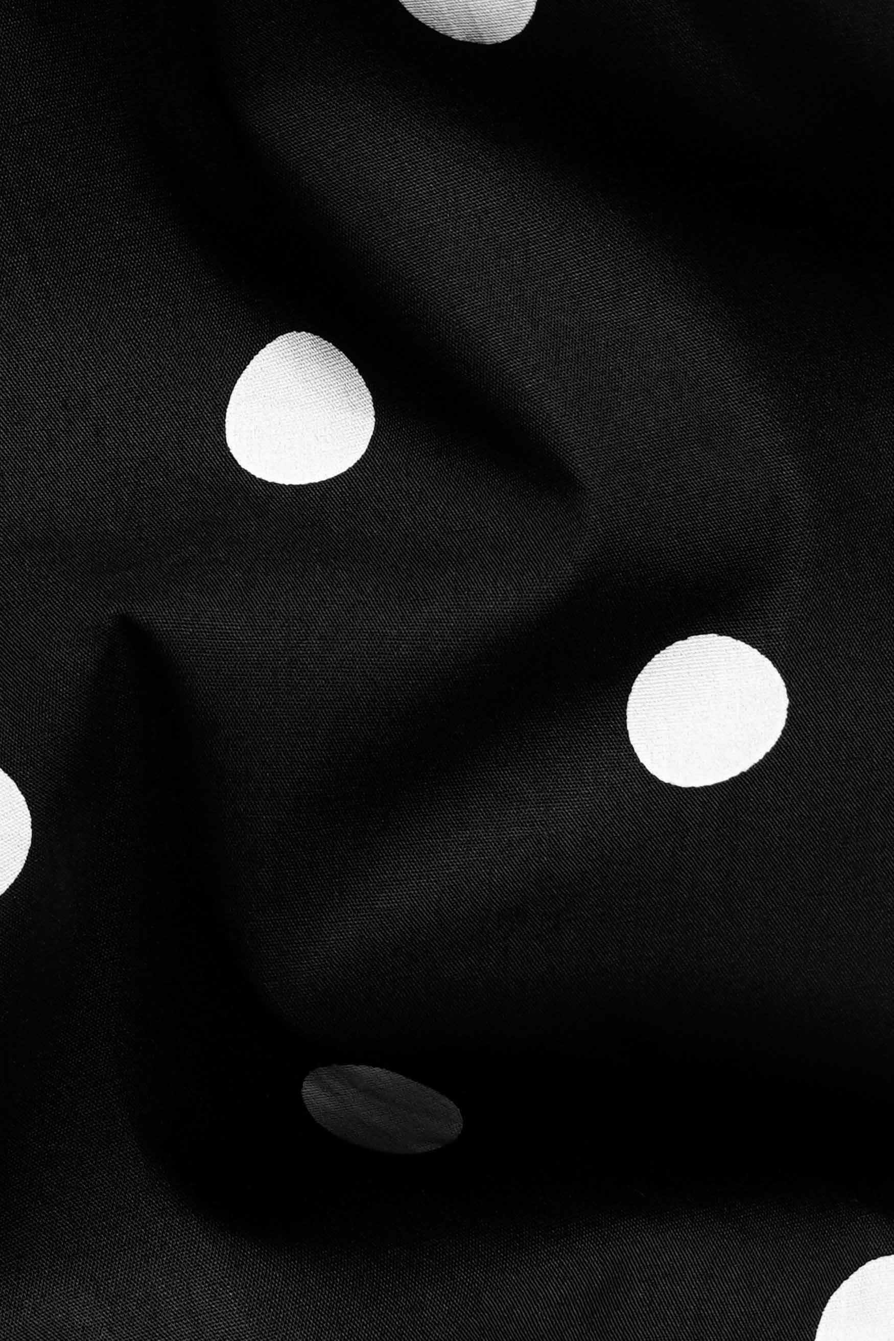 Jade Black and White Polka Dotted Premium Cotton Shirt