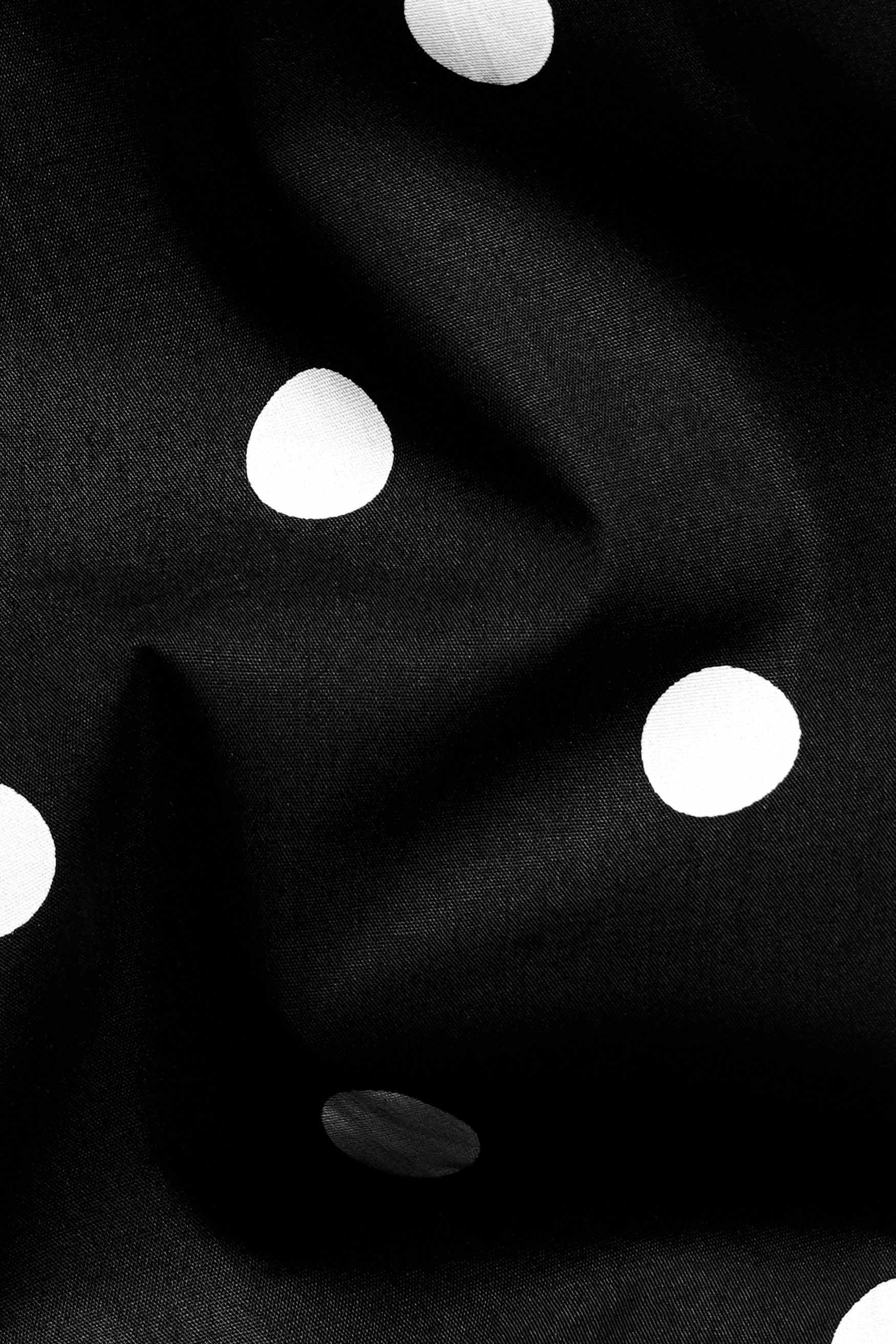 Jade Black and White Polka Dots with White Cuffs and Collar Premium Cotton Designer Shirt
