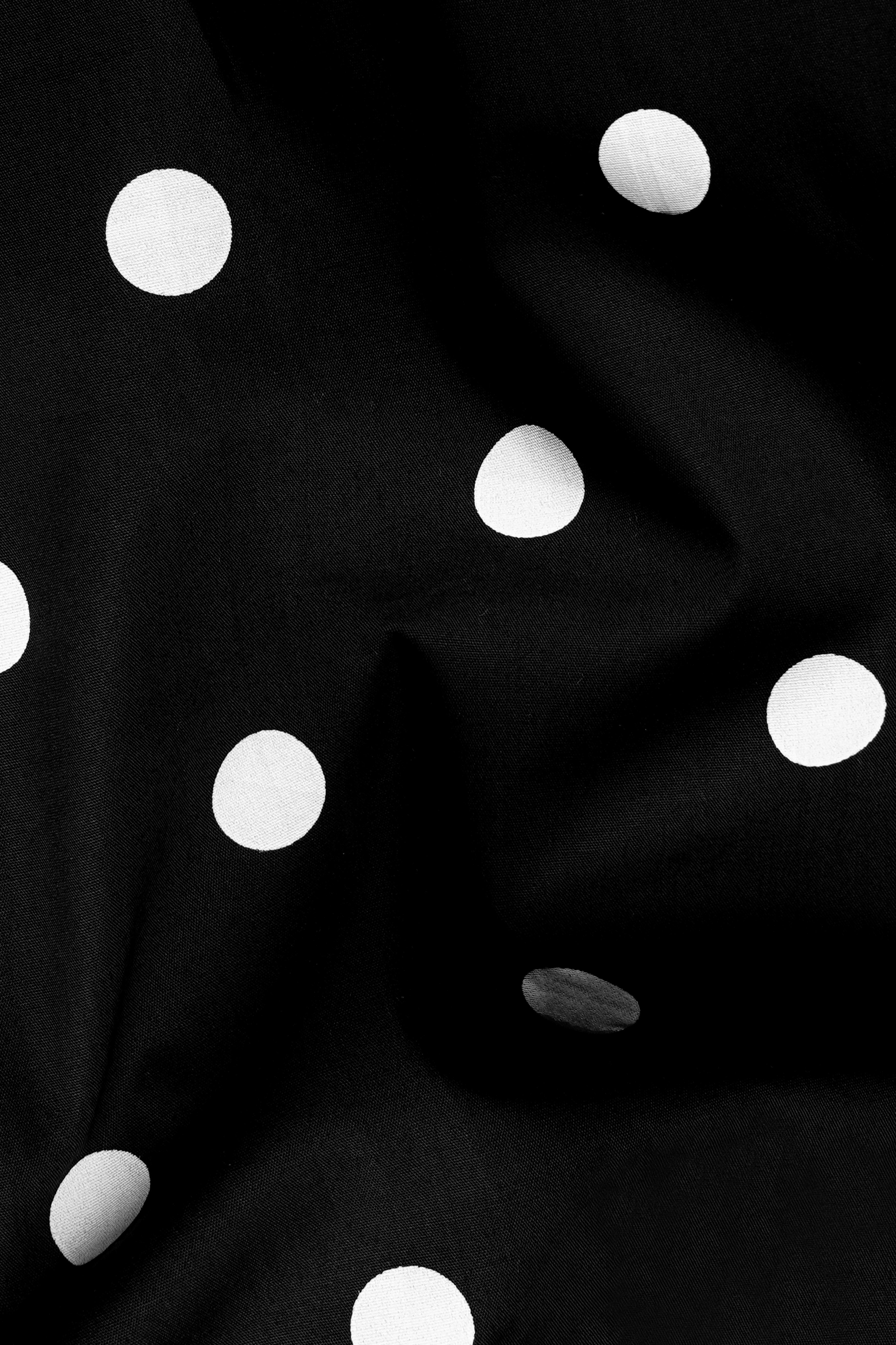 Jade Black and White Polka Dots Printed Premium Cotton Shirt