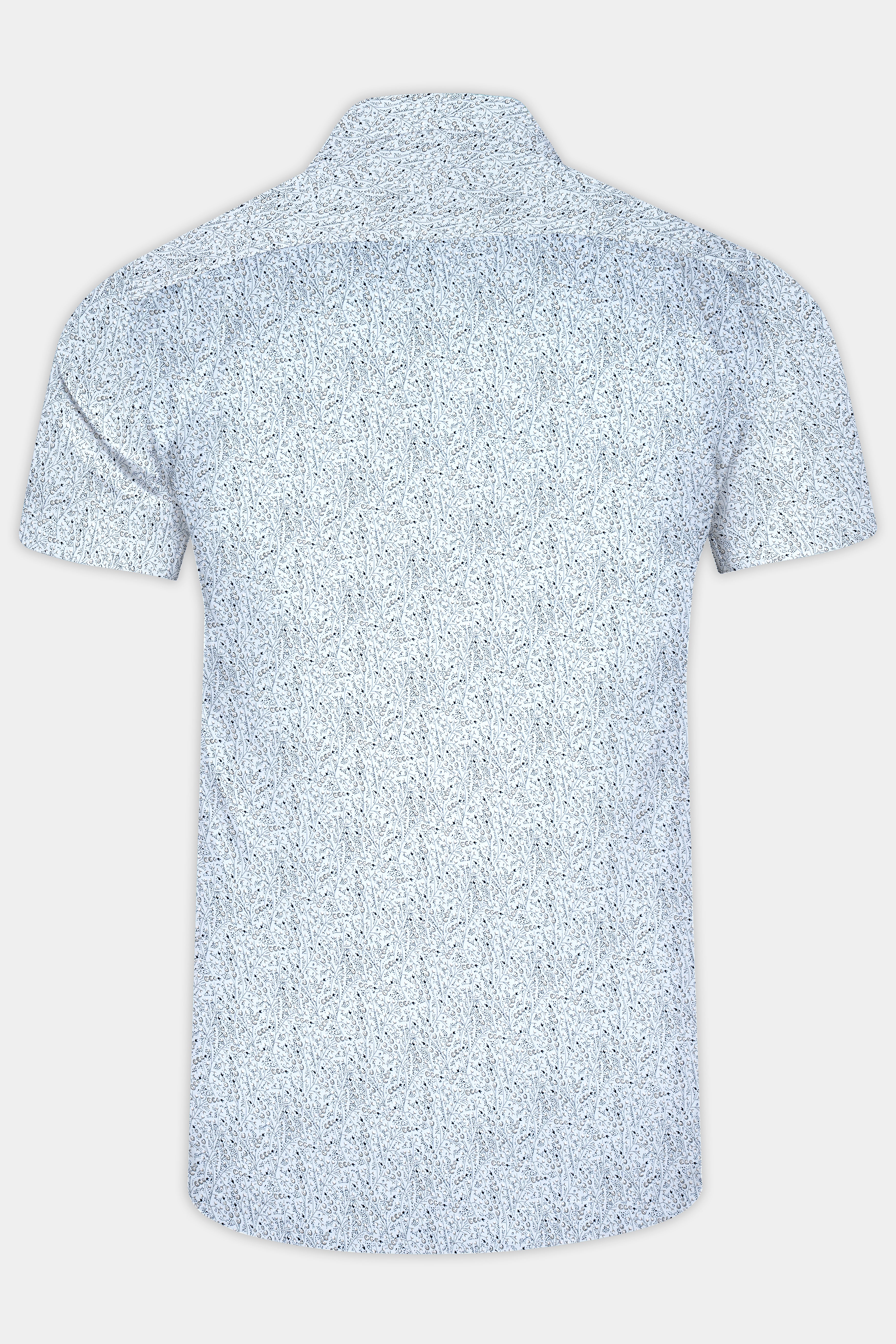 Bright White and Nile Blue Printed Royal Oxford Shirt