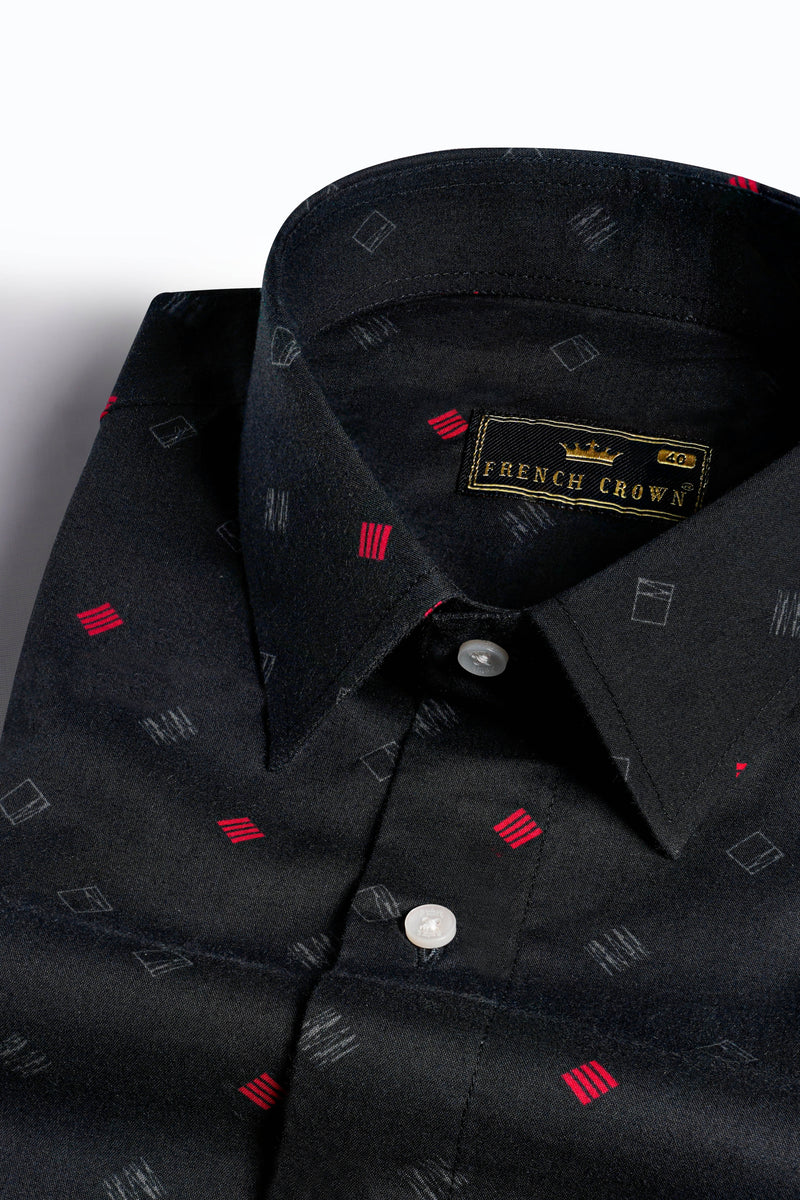 Jade Black Printed Premium Cotton Shirt