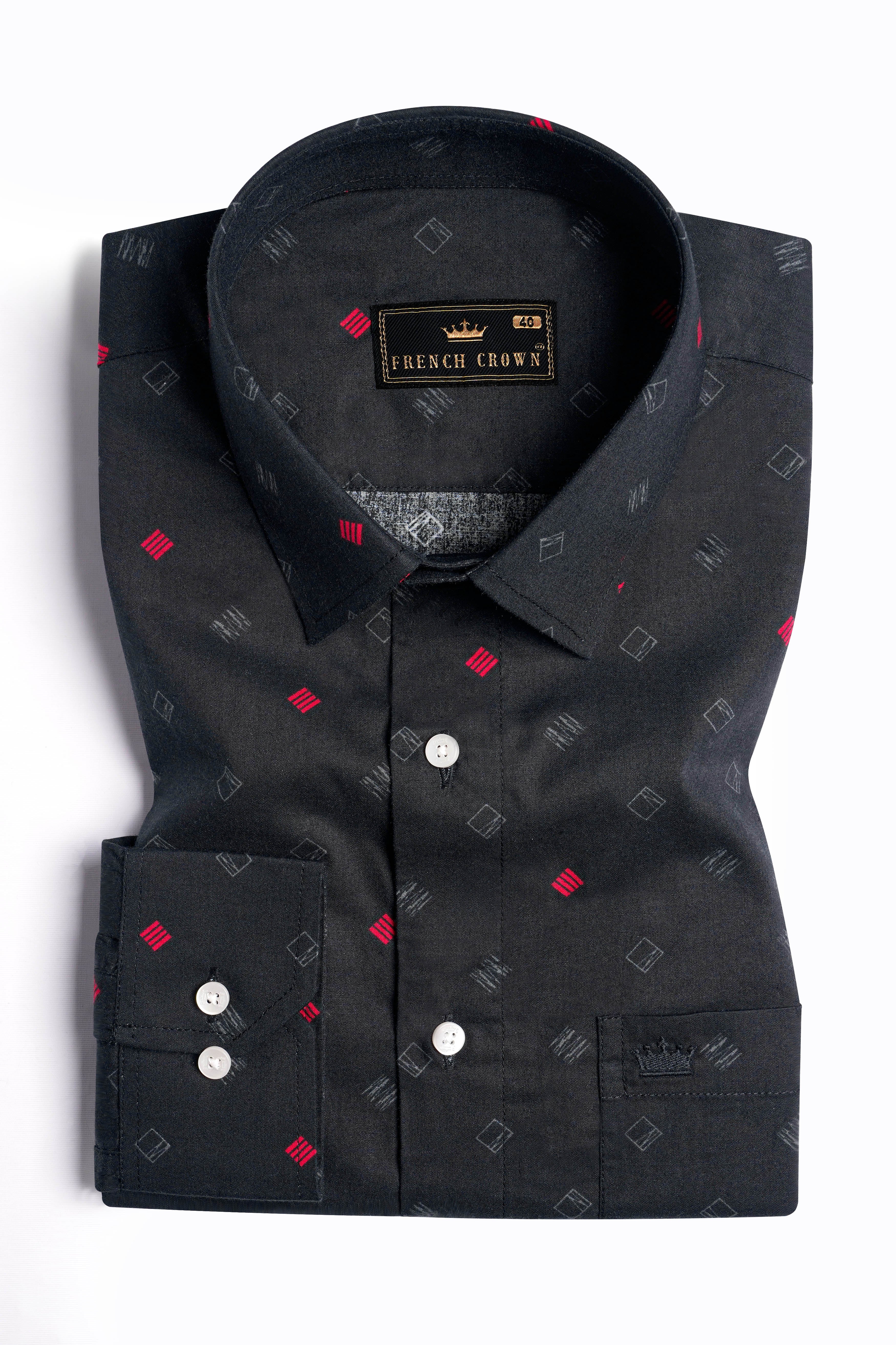 Jade Black Printed Premium Cotton Shirt