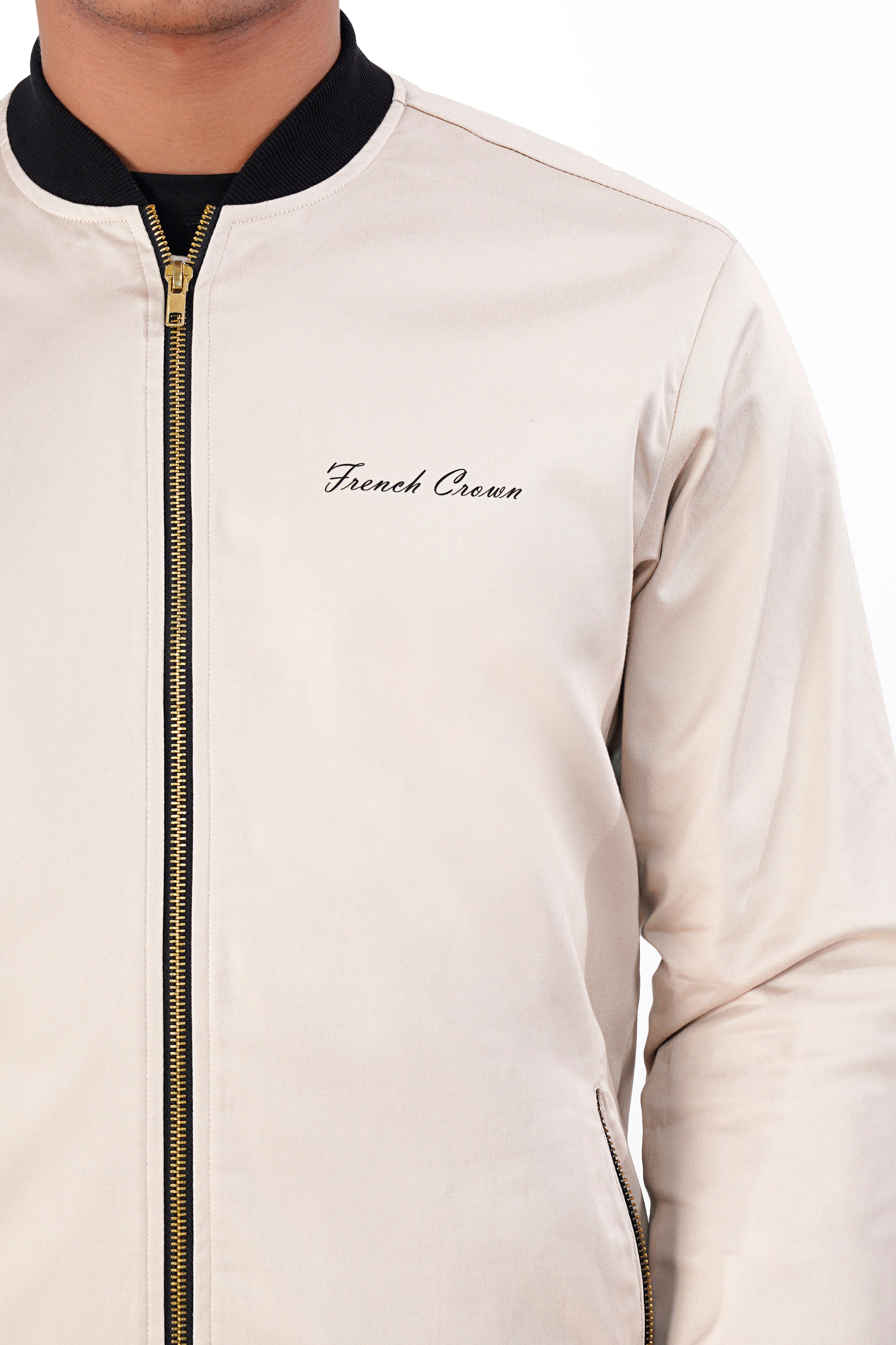 Oyster Cream Premium Cotton Bomber Jacket